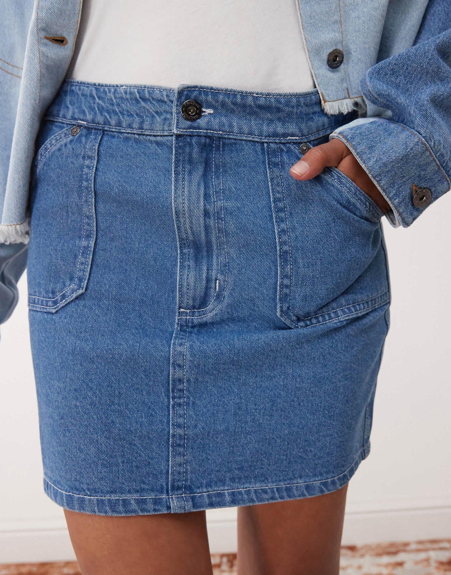 Kickers low rise mini skirt in mid blue - ASOS Sample Sale