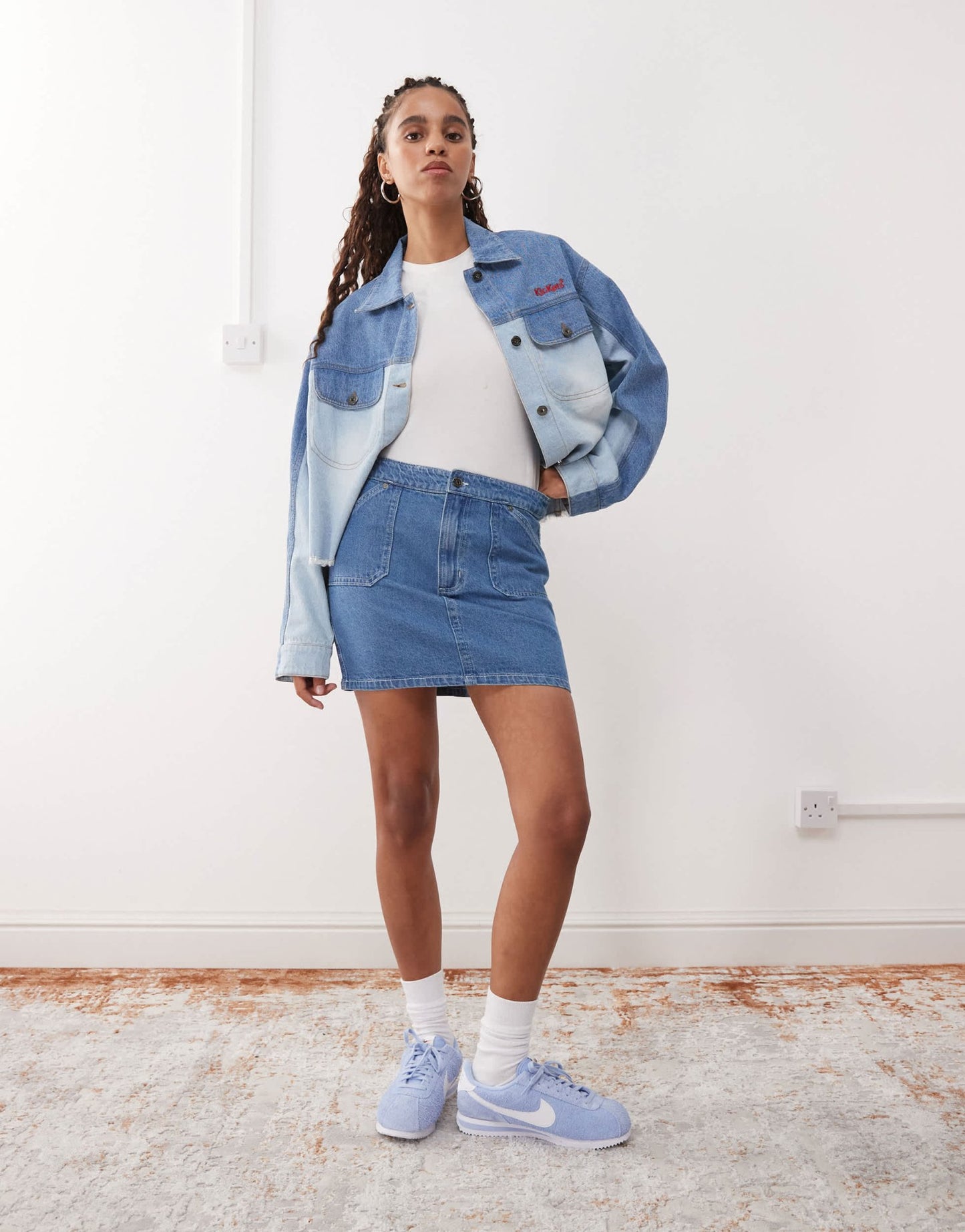 Kickers low rise mini skirt in mid blue - ASOS Sample Sale