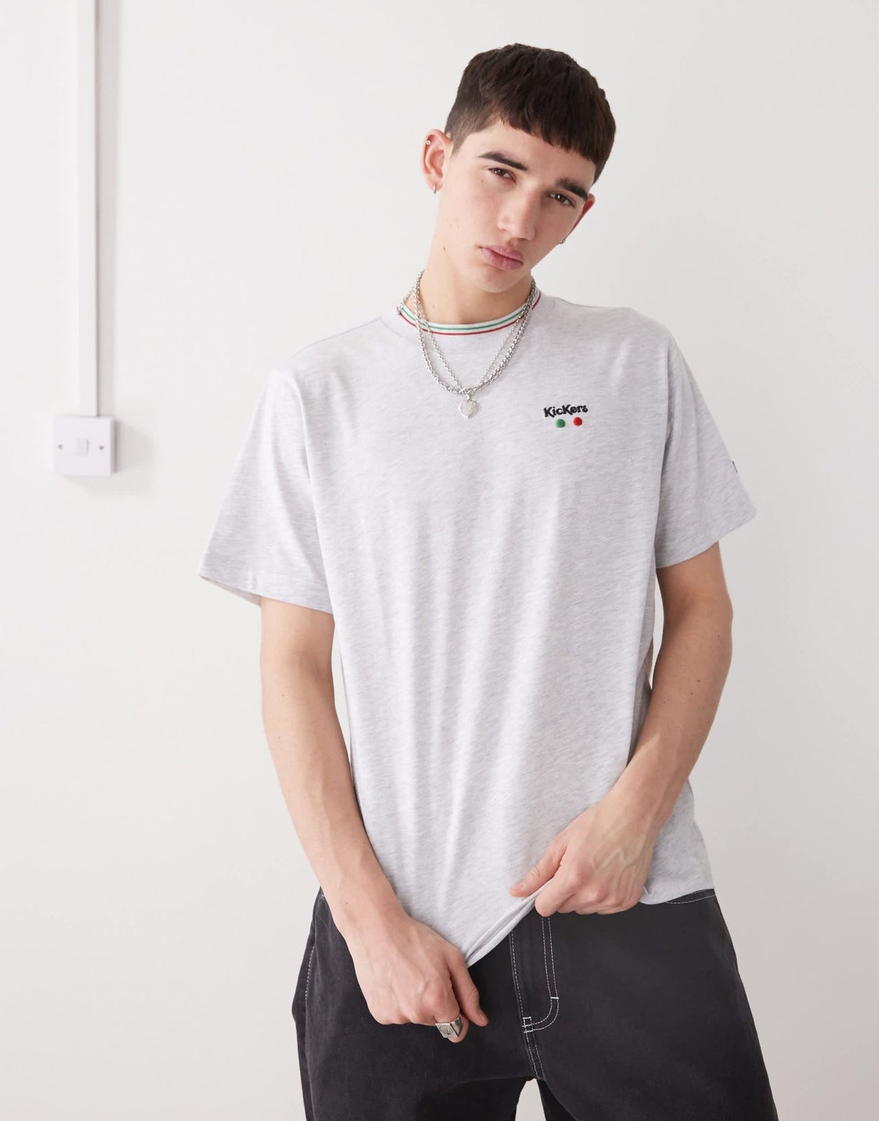 Kickers oversized t-shirt with kickers graphic in light grey marl - ASOS Sample Sale