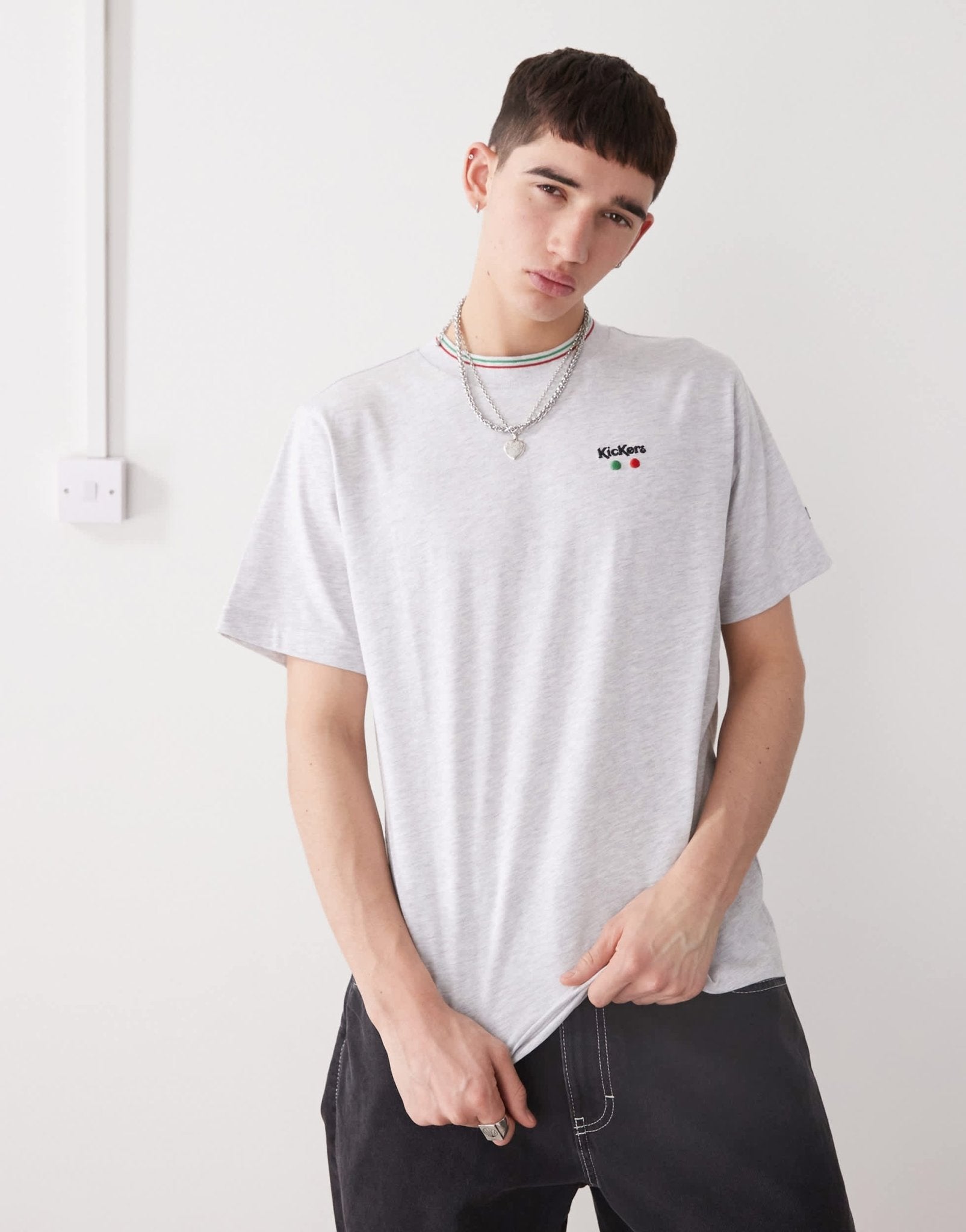 Kickers oversized t-shirt with kickers graphic in light grey marl - ASOS Sample Sale