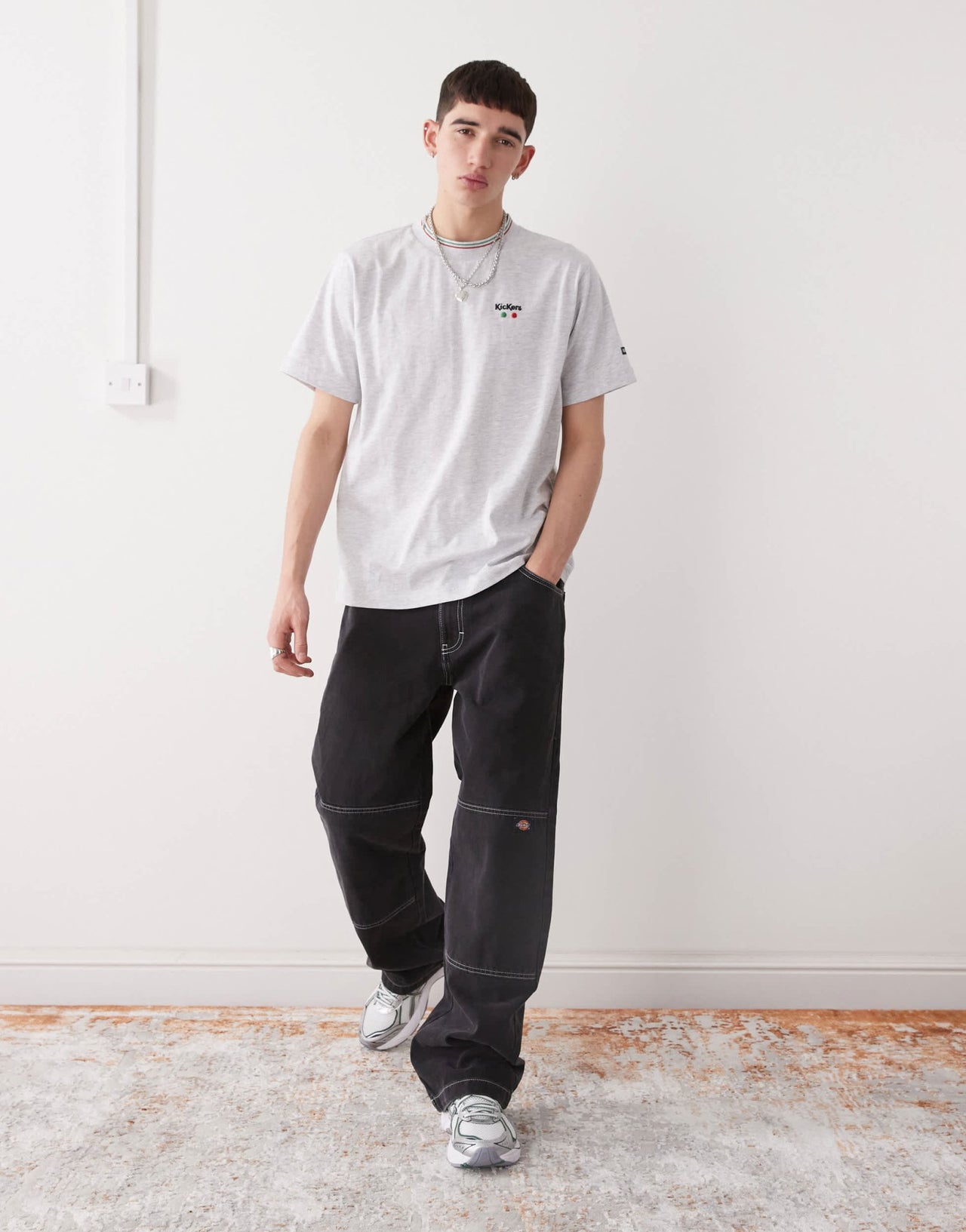 Kickers oversized t-shirt with kickers graphic in light grey marl - ASOS Sample Sale