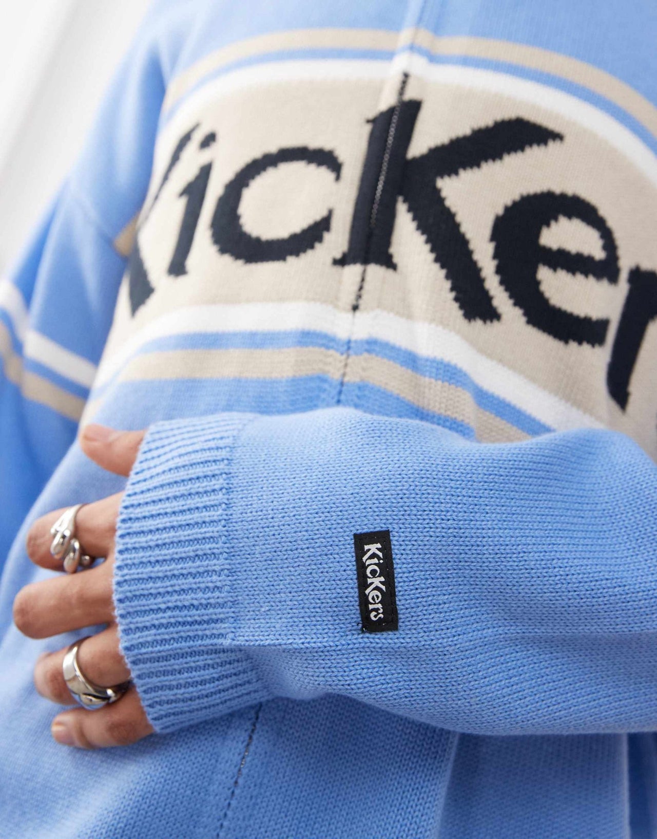Kickers unisex zip up oversized knit cardigan in blue - ASOS Sample Sale