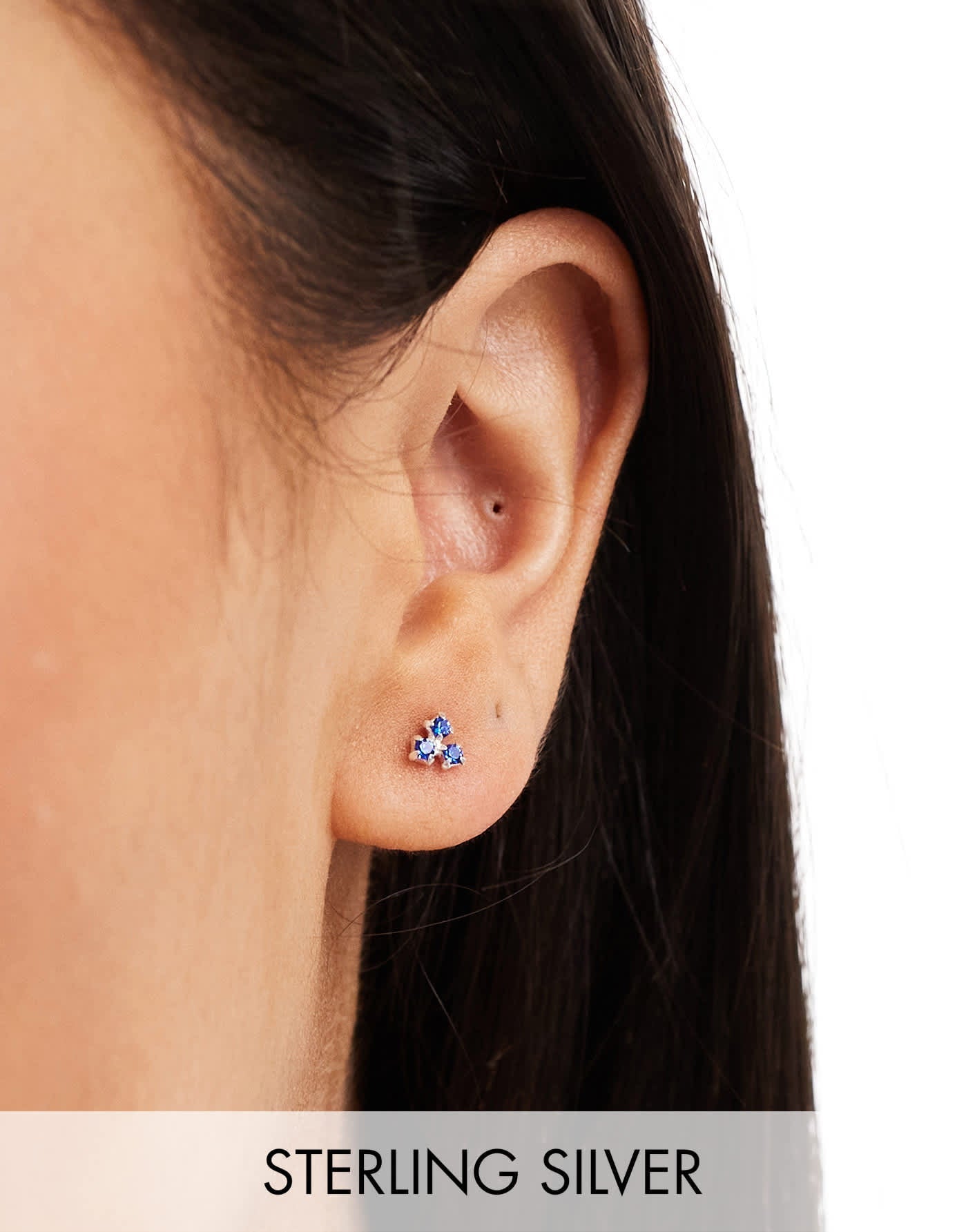 Kingsley Ryan sterling silver blue stone stud earrings - ASOS Sample Sale