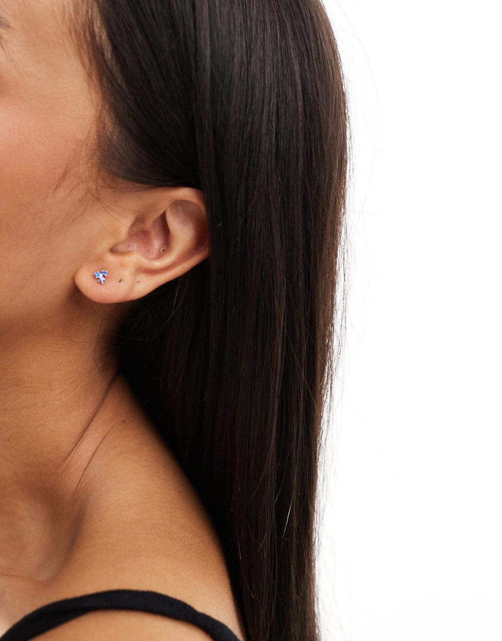 Kingsley Ryan sterling silver blue stone stud earrings - ASOS Sample Sale