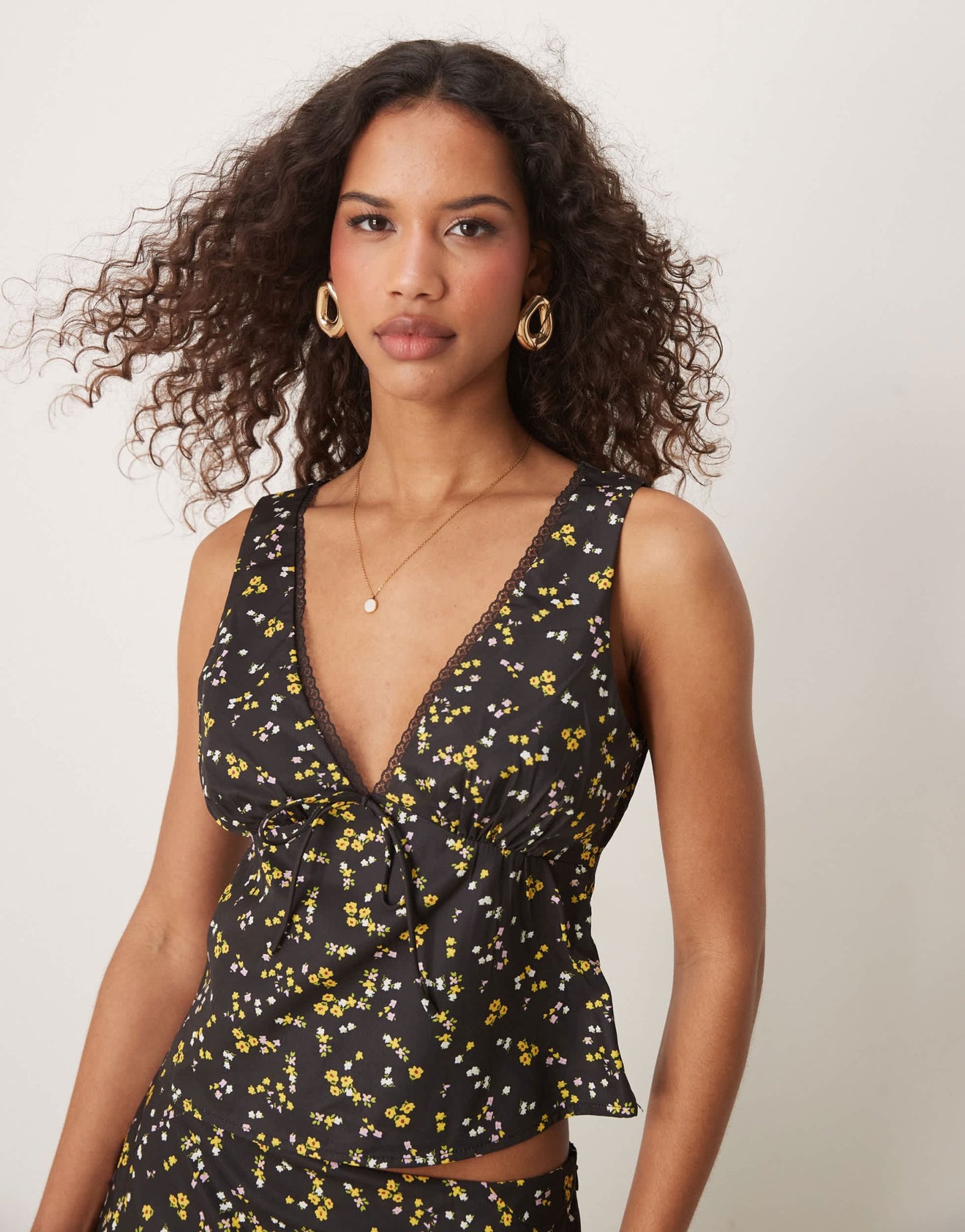 Kiss The Sky v neck top with floral print co - ord - ASOS Sample Sale