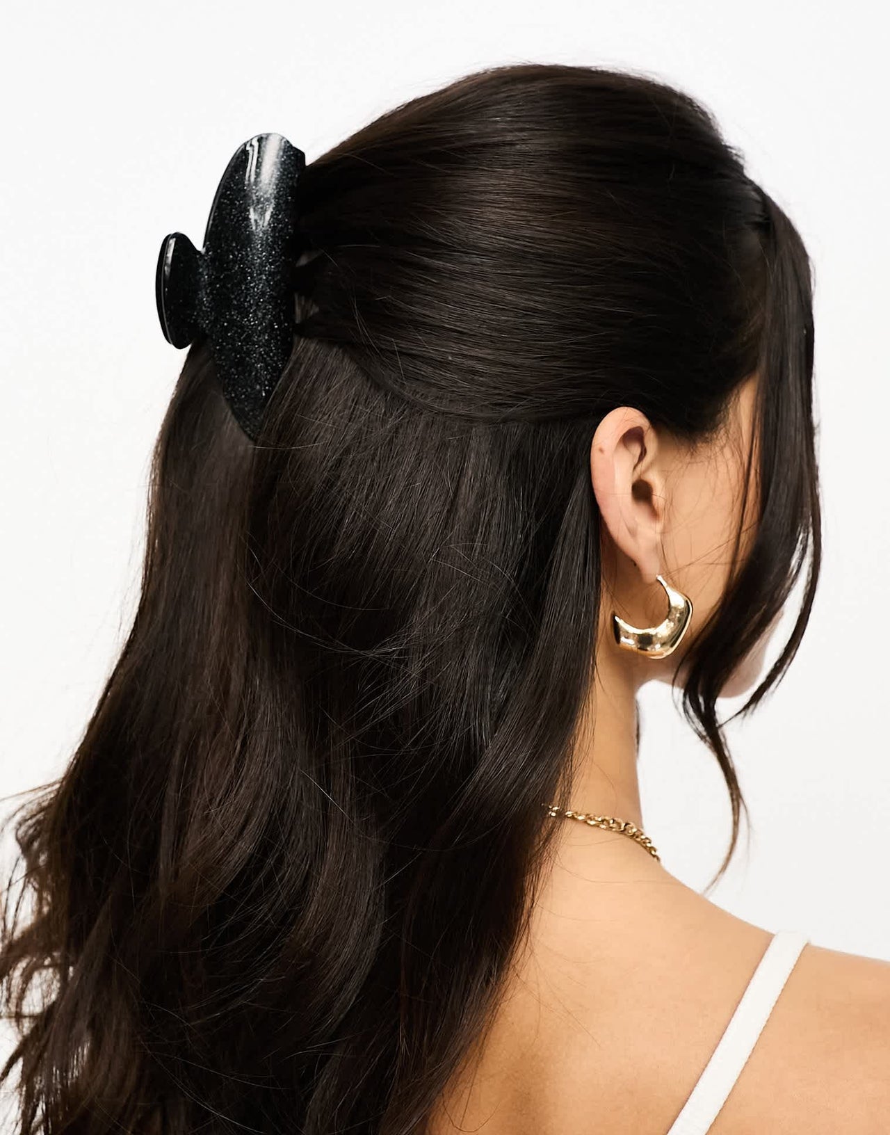 Kitsch Acrylic Claw Clip - Black Glitter - ASOS Sample Sale