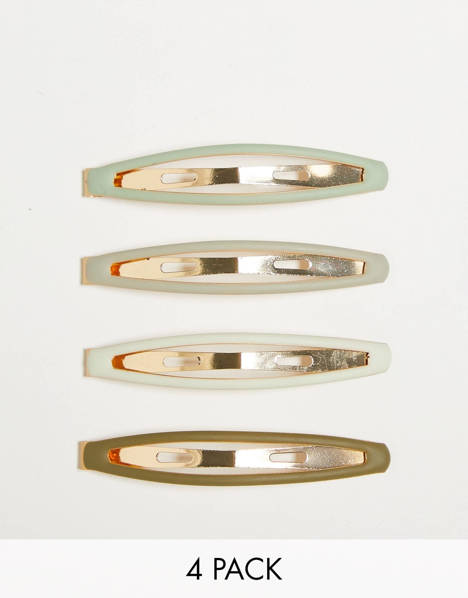 Kitsch Enamel Elongated Snap Clips 4pc - Eucalyptus - ASOS Sample Sale