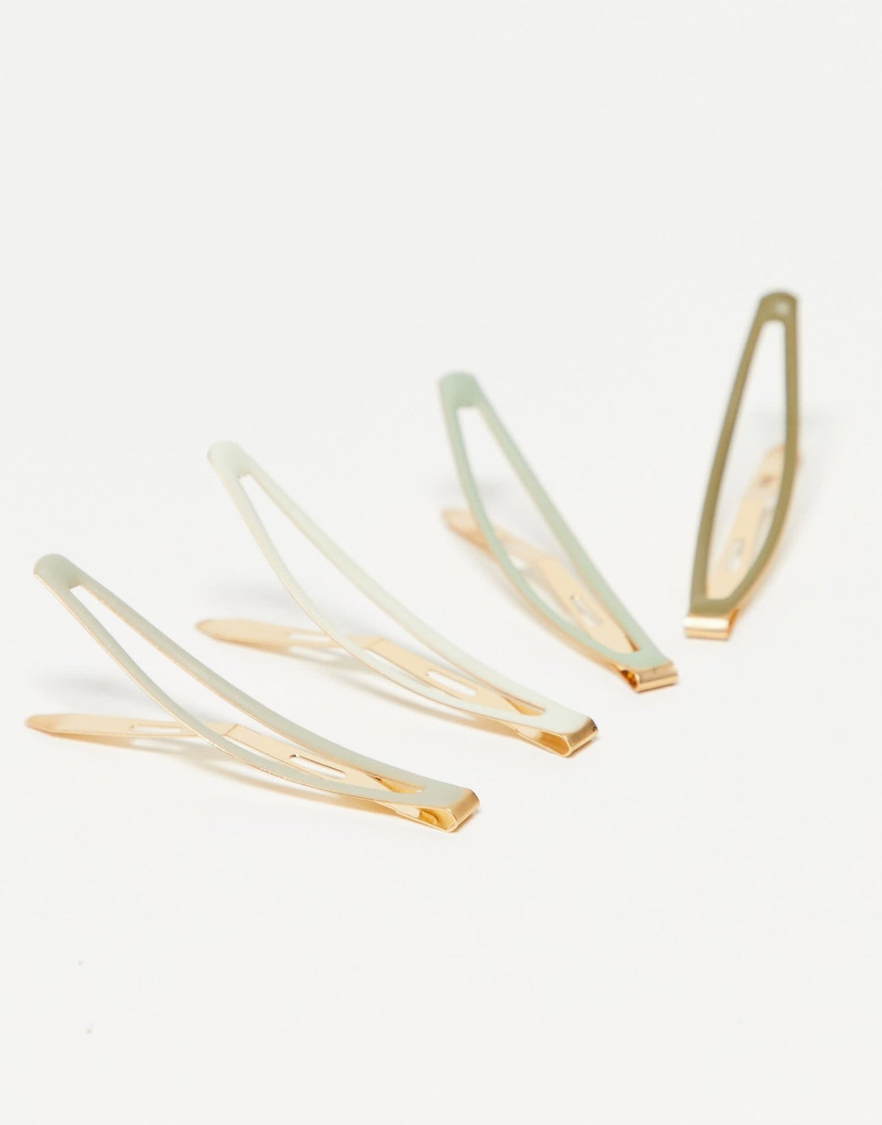 Kitsch Enamel Elongated Snap Clips 4pc - Eucalyptus - ASOS Sample Sale