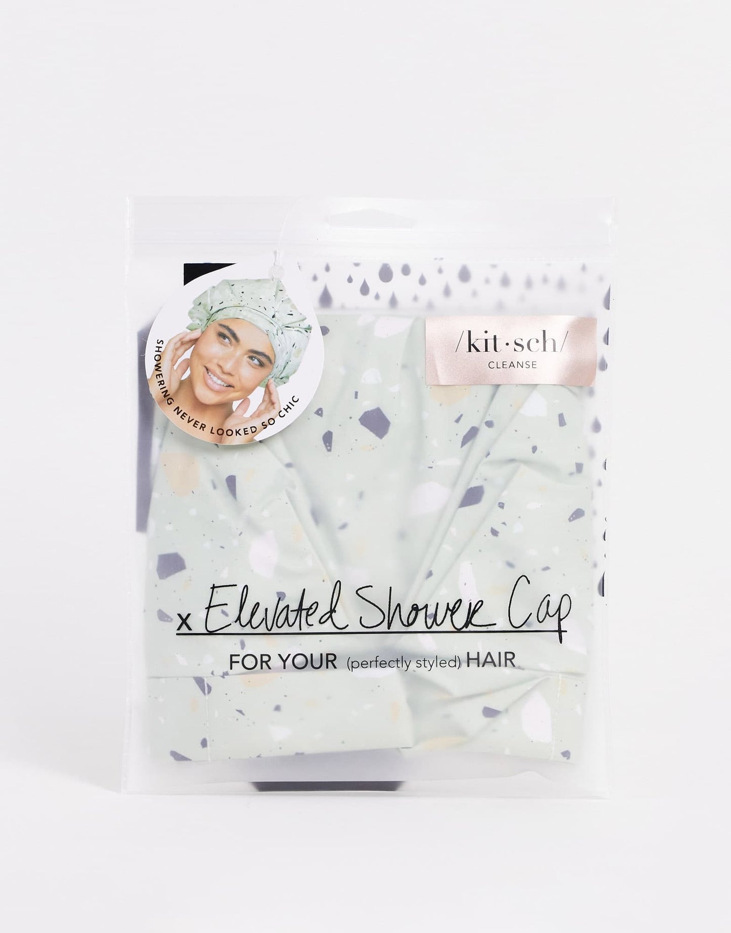 Kitsch Luxe Sage Terrazzo Shower Cap - ASOS Sample Sale