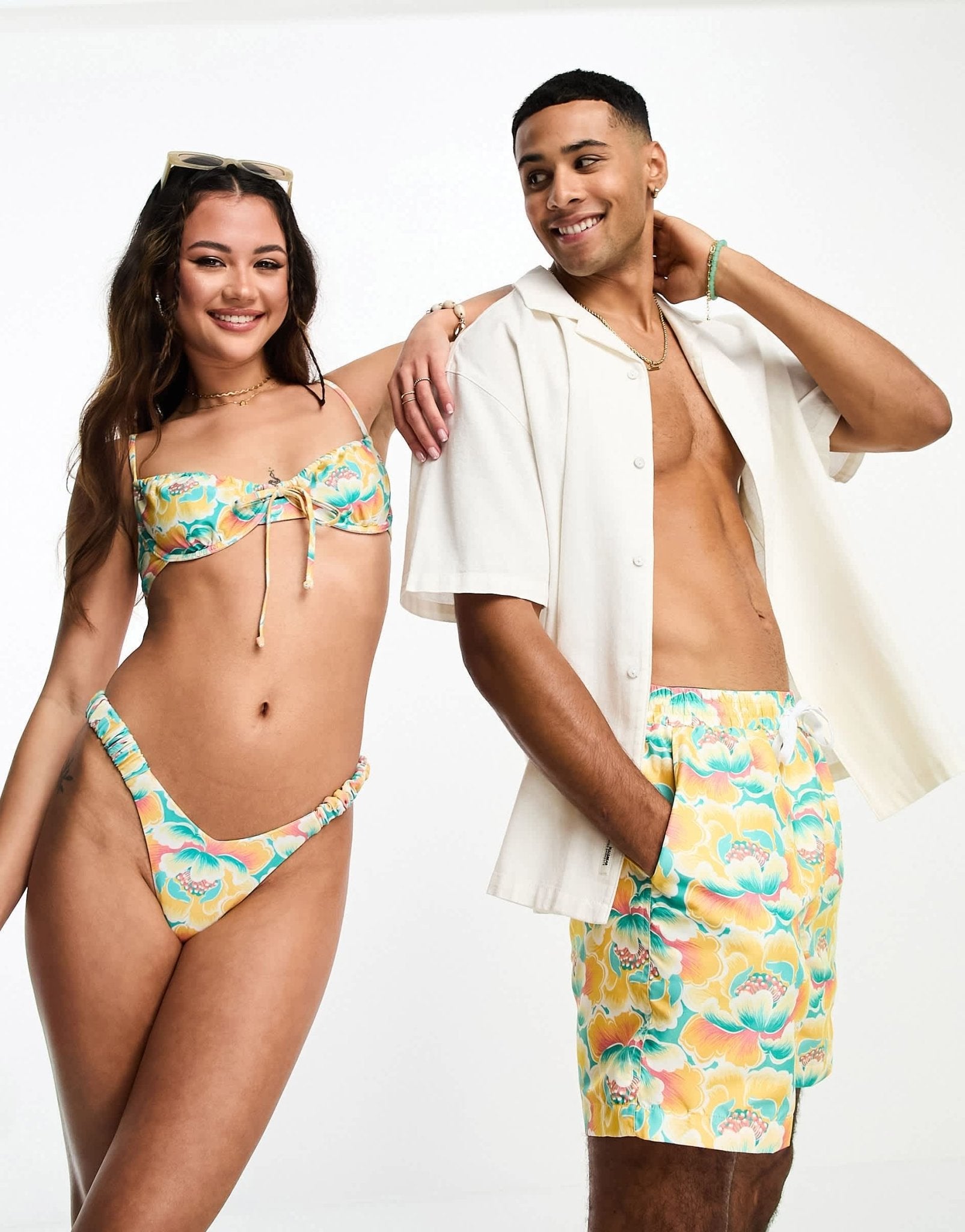 Kulani Kinis Retro V thong bikini bottom in Honey Pot floral print - ASOS Sample Sale