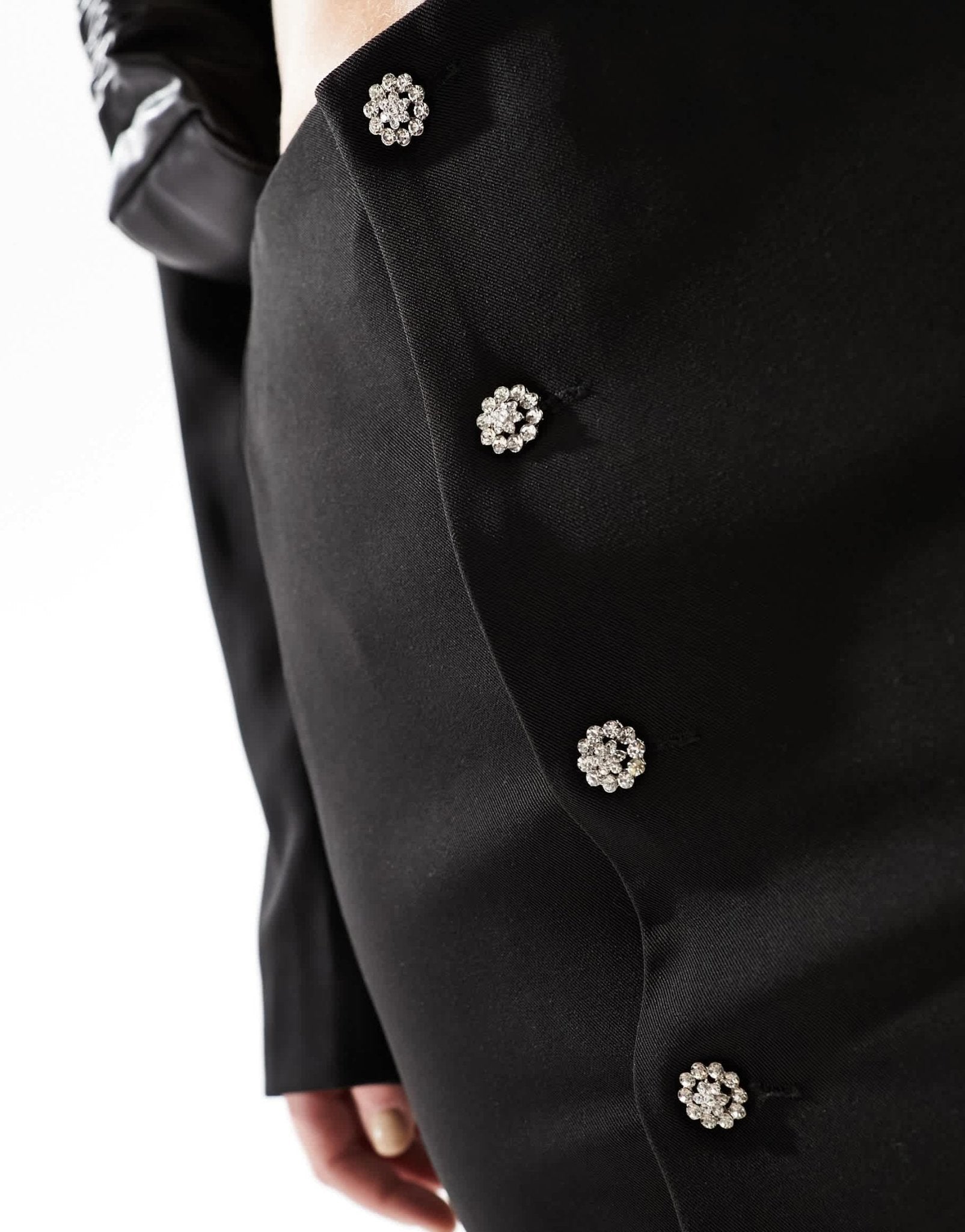 Kyo The Brand mini skirt with diamante button detail co - ord in black - ASOS Sample Sale
