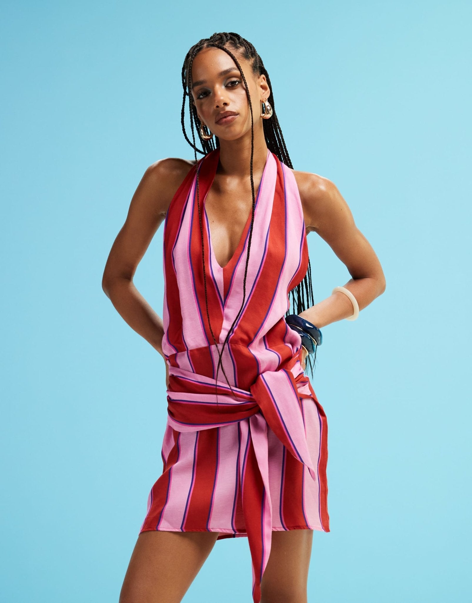 LAAGAM amazona uma striped mini dress in pink - ASOS Sample Sale