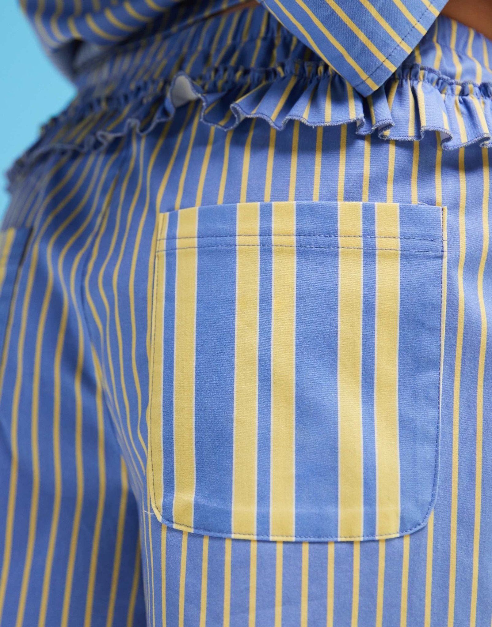 LAAGAM caos poplin boxer in contrast blue and yellow stripe co-ord - ASOS Sample Sale