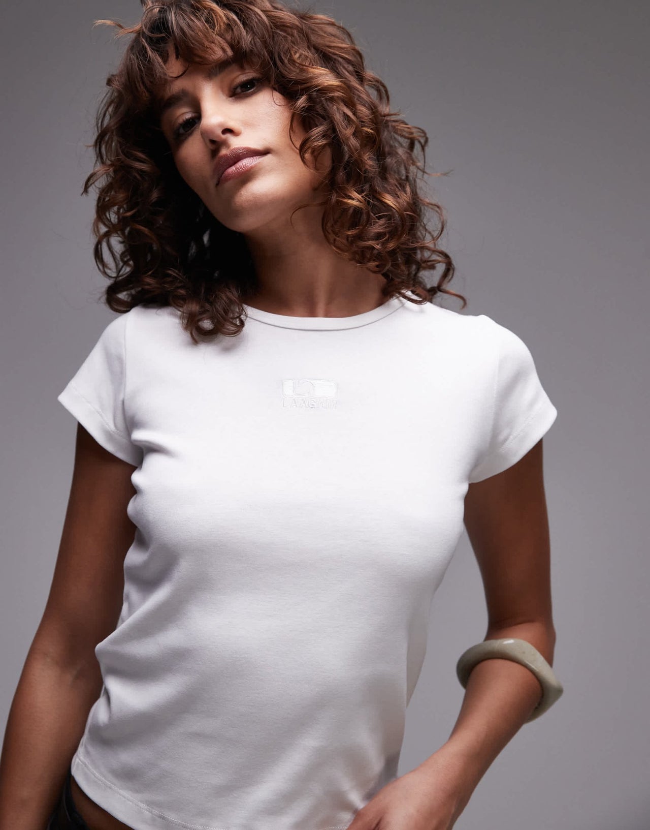 LAAGAM embroidered logo t-shirt in white - ASOS Sample Sale