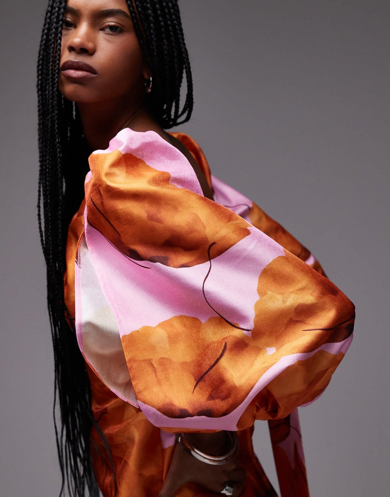 LAAGAM fl puff sleeve mini dress in pink and orange floral - ASOS Sample Sale