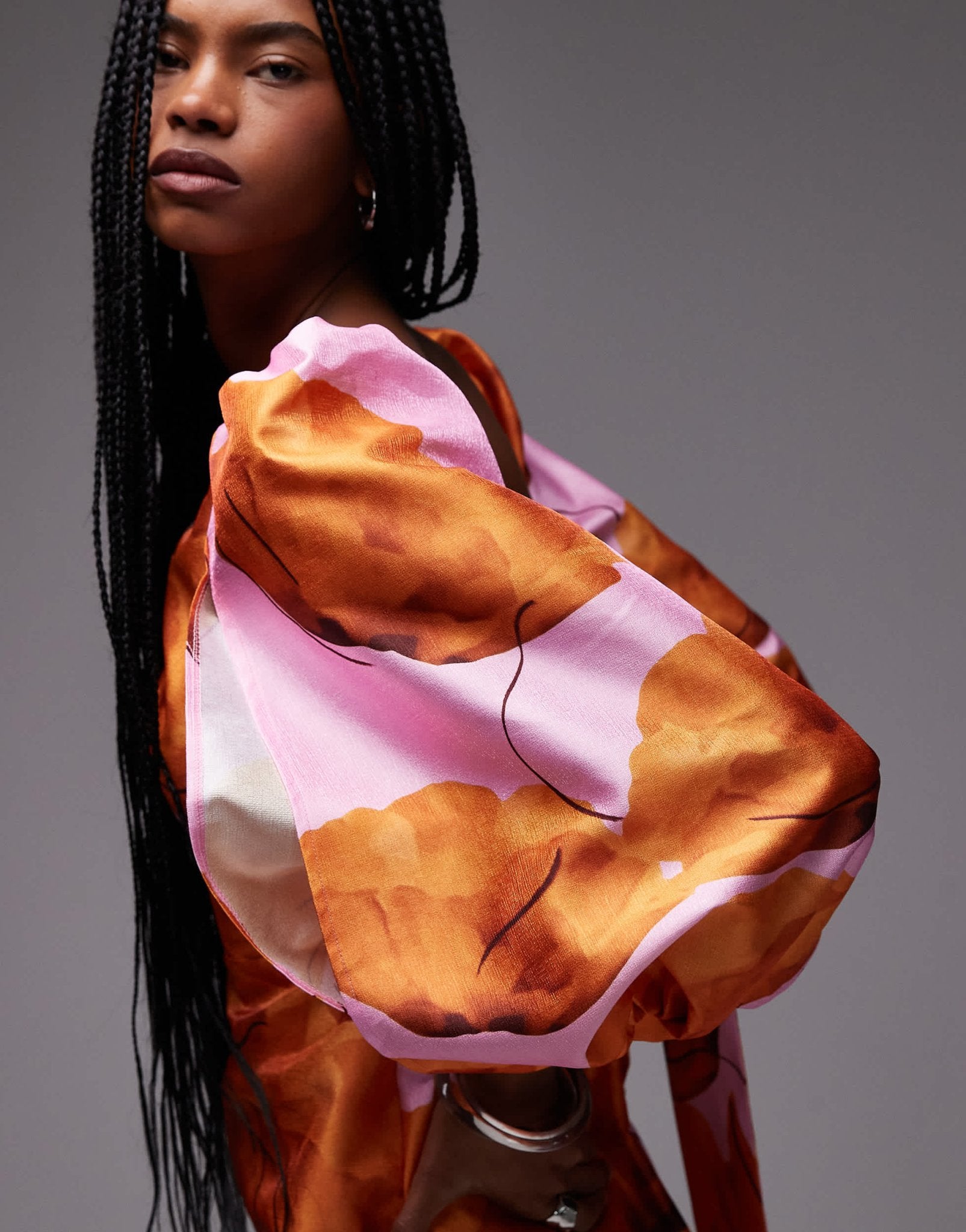 LAAGAM fl puff sleeve mini dress in pink and orange floral - ASOS Sample Sale