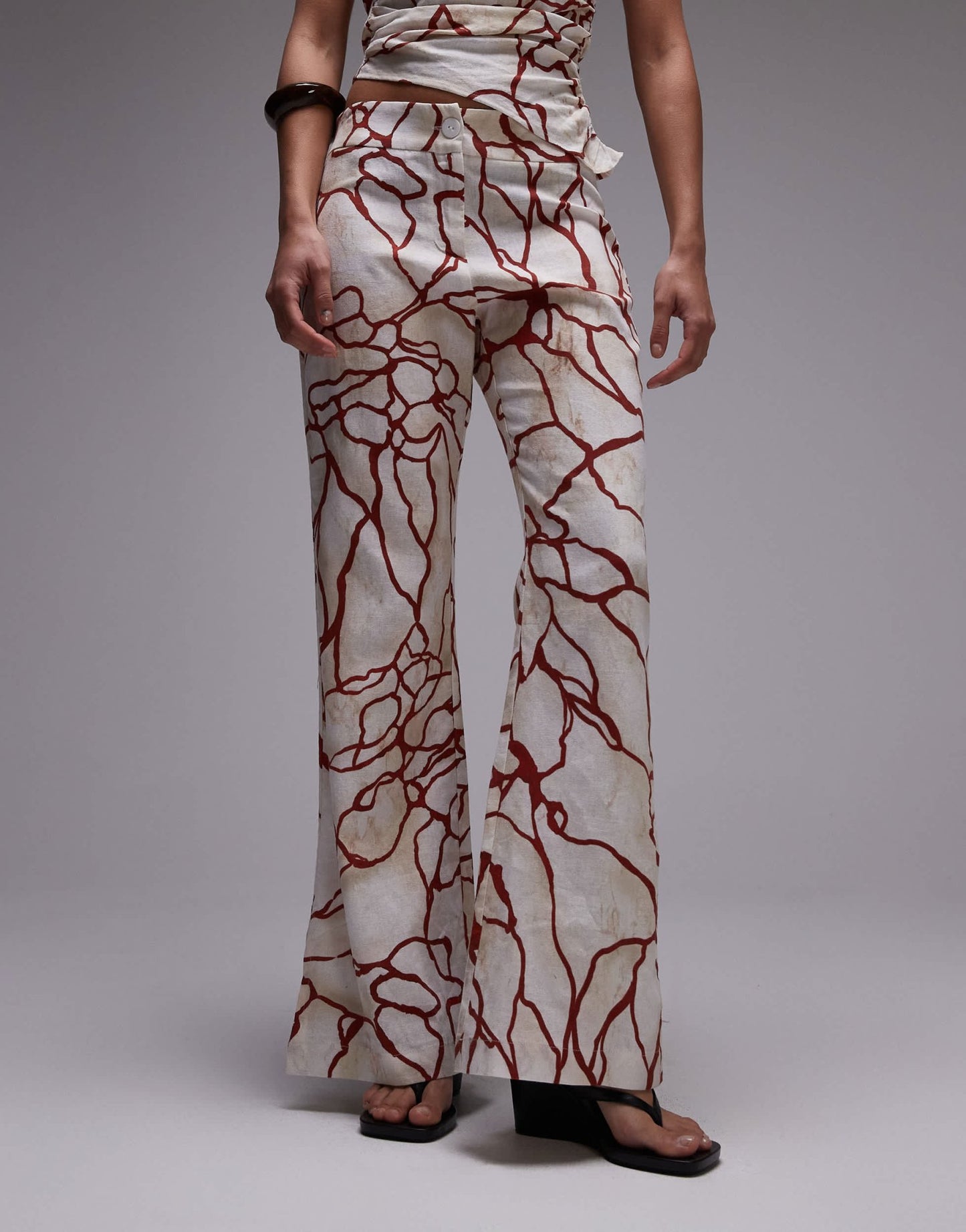 LAAGAM marble linen trousers with red abstract print co - ord - ASOS Sample Sale