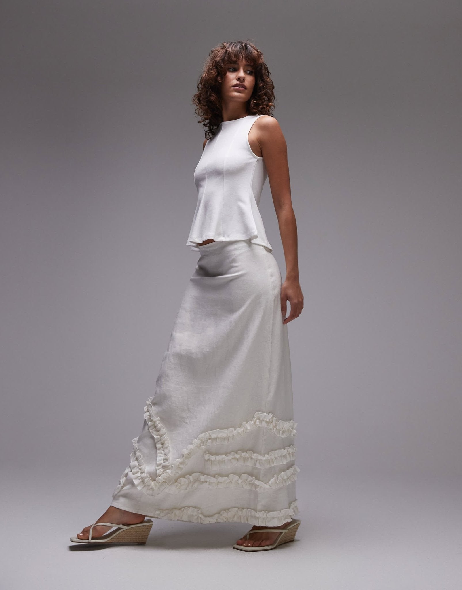 LAAGAM pinot maxi linen skirt in white - ASOS Sample Sale