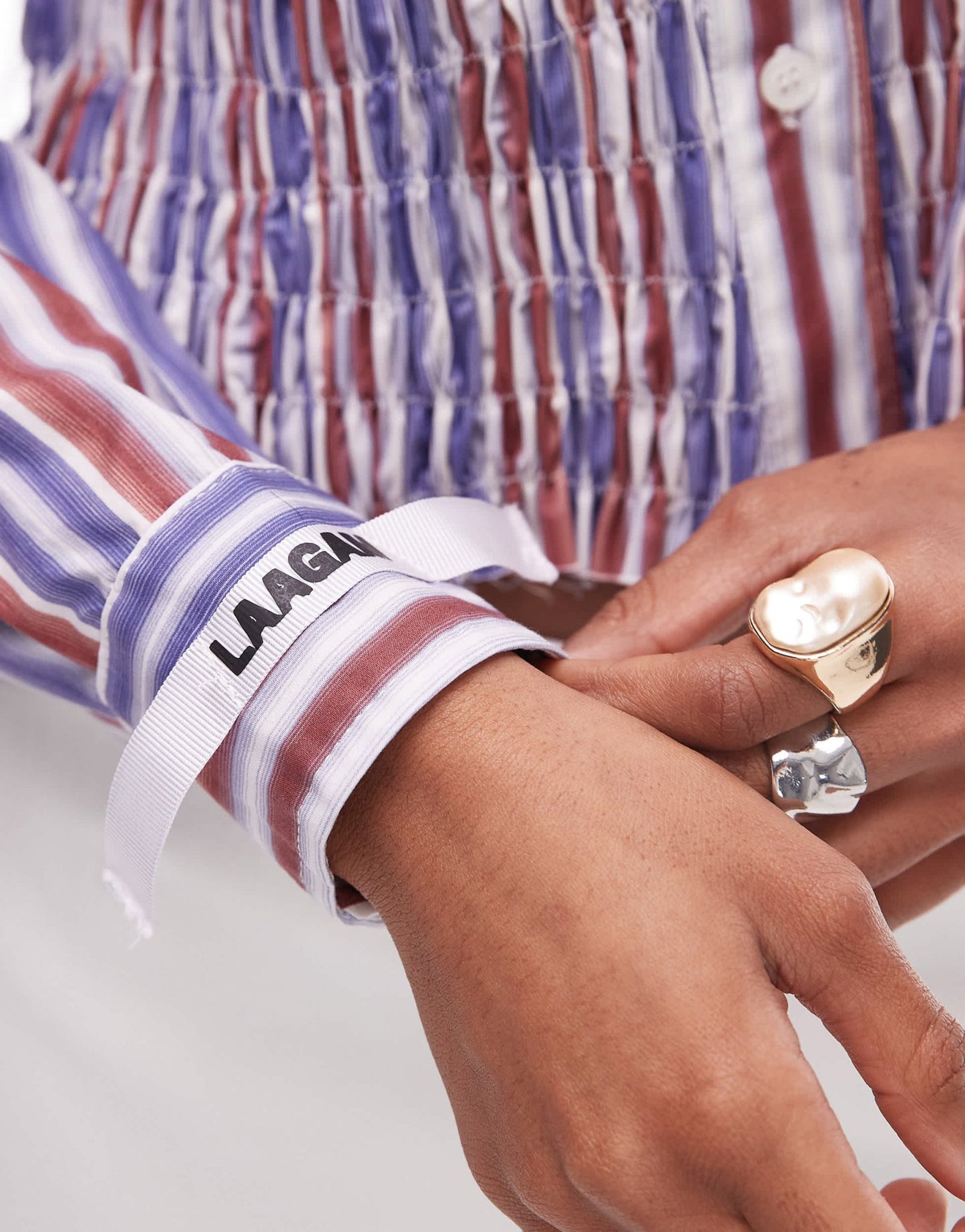 LAAGAM striped ruched shirt in purple stripe - ASOS Sample Sale
