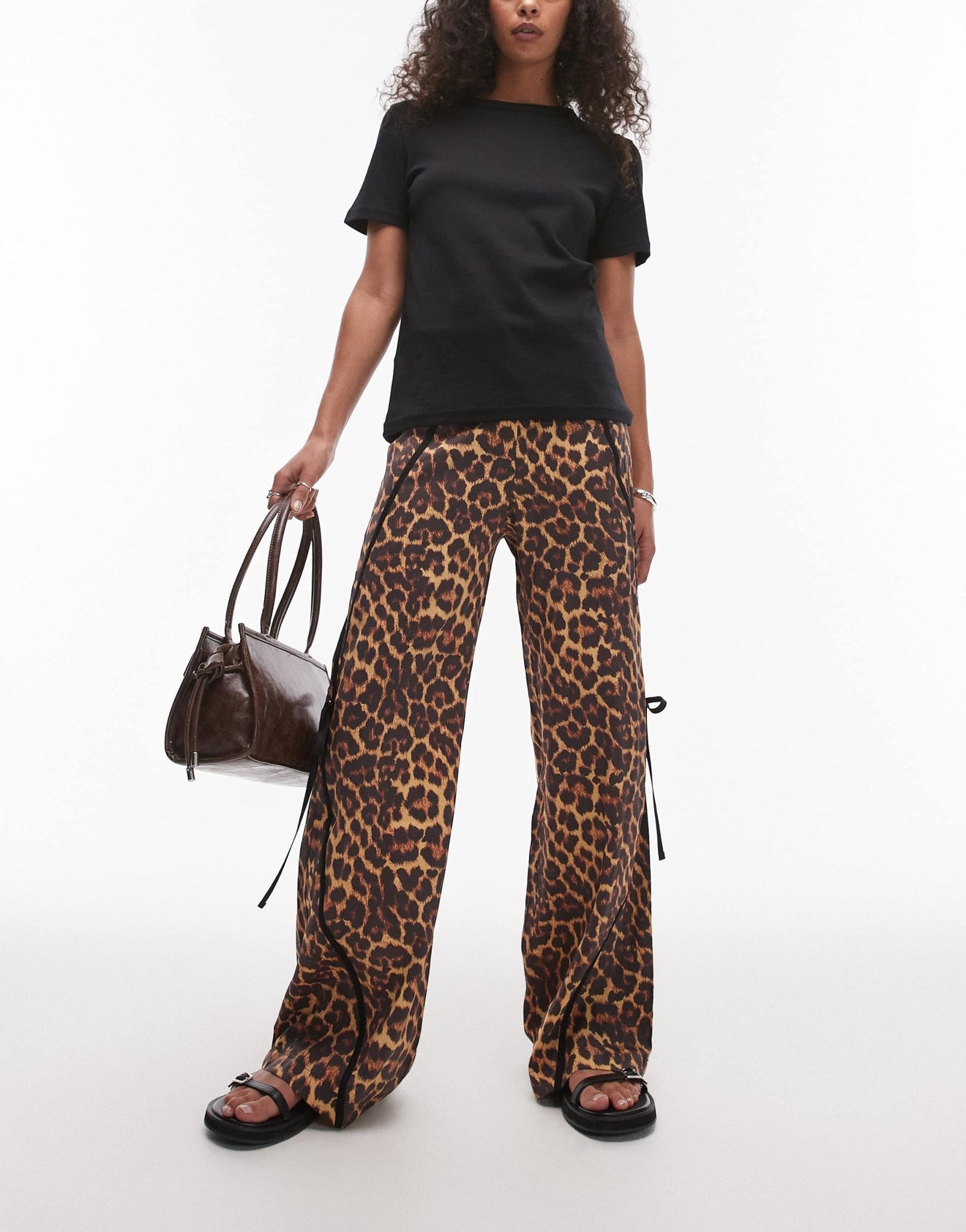 LAAGAM vicky leopard print mid rise tracksuit trousers with bow detail - ASOS Sample Sale