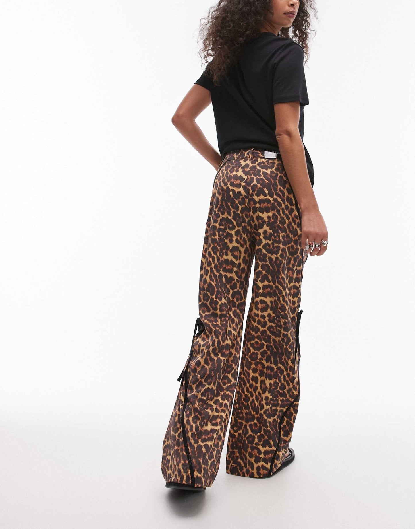 LAAGAM vicky leopard print mid rise tracksuit trousers with bow detail - ASOS Sample Sale