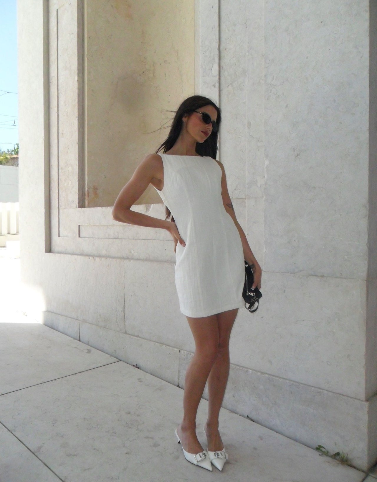 Labelrail x Barbara Ines fitted linen shift dress in off-white - ASOS Sample Sale