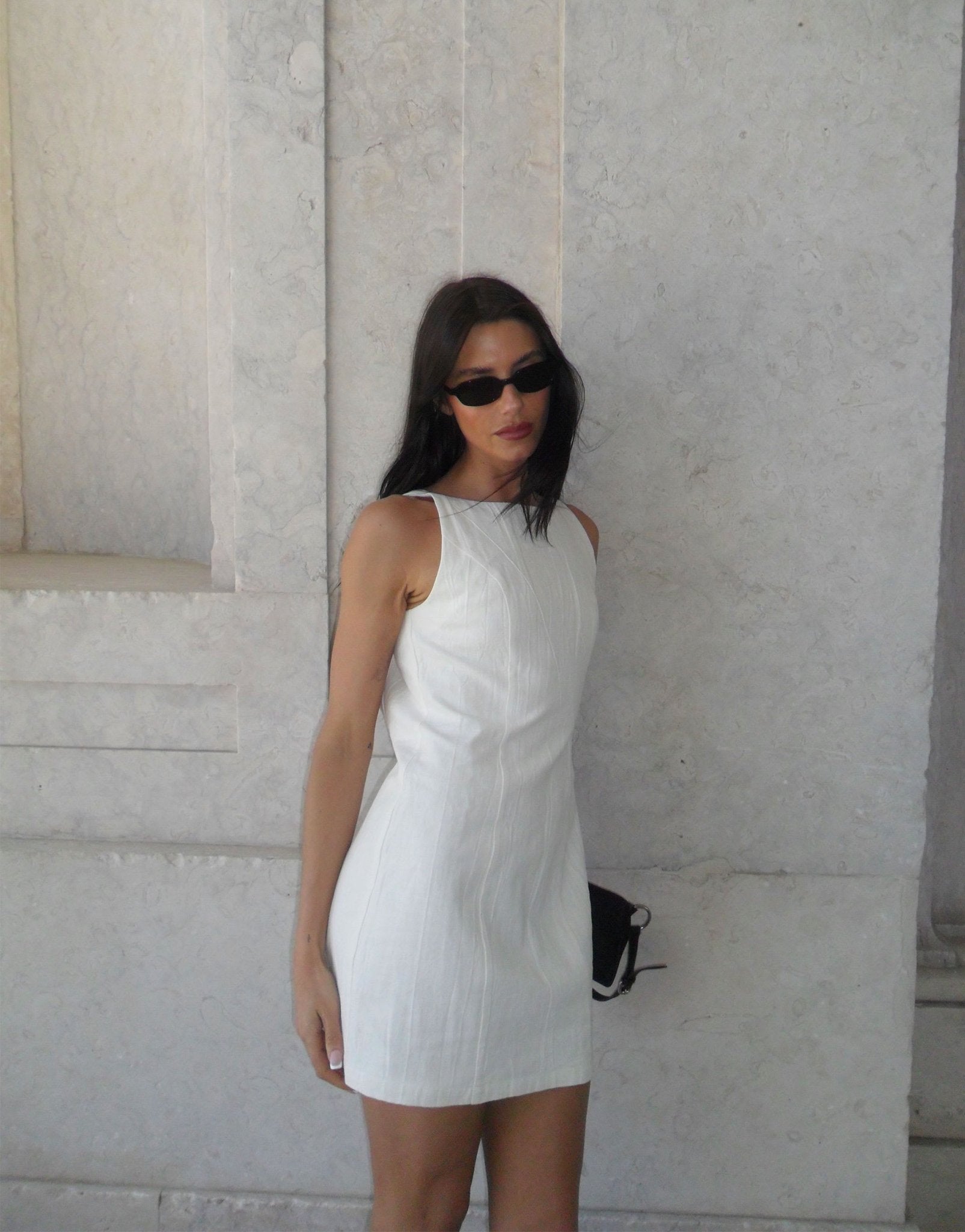 Labelrail x Barbara Ines fitted linen shift dress in off-white - ASOS Sample Sale