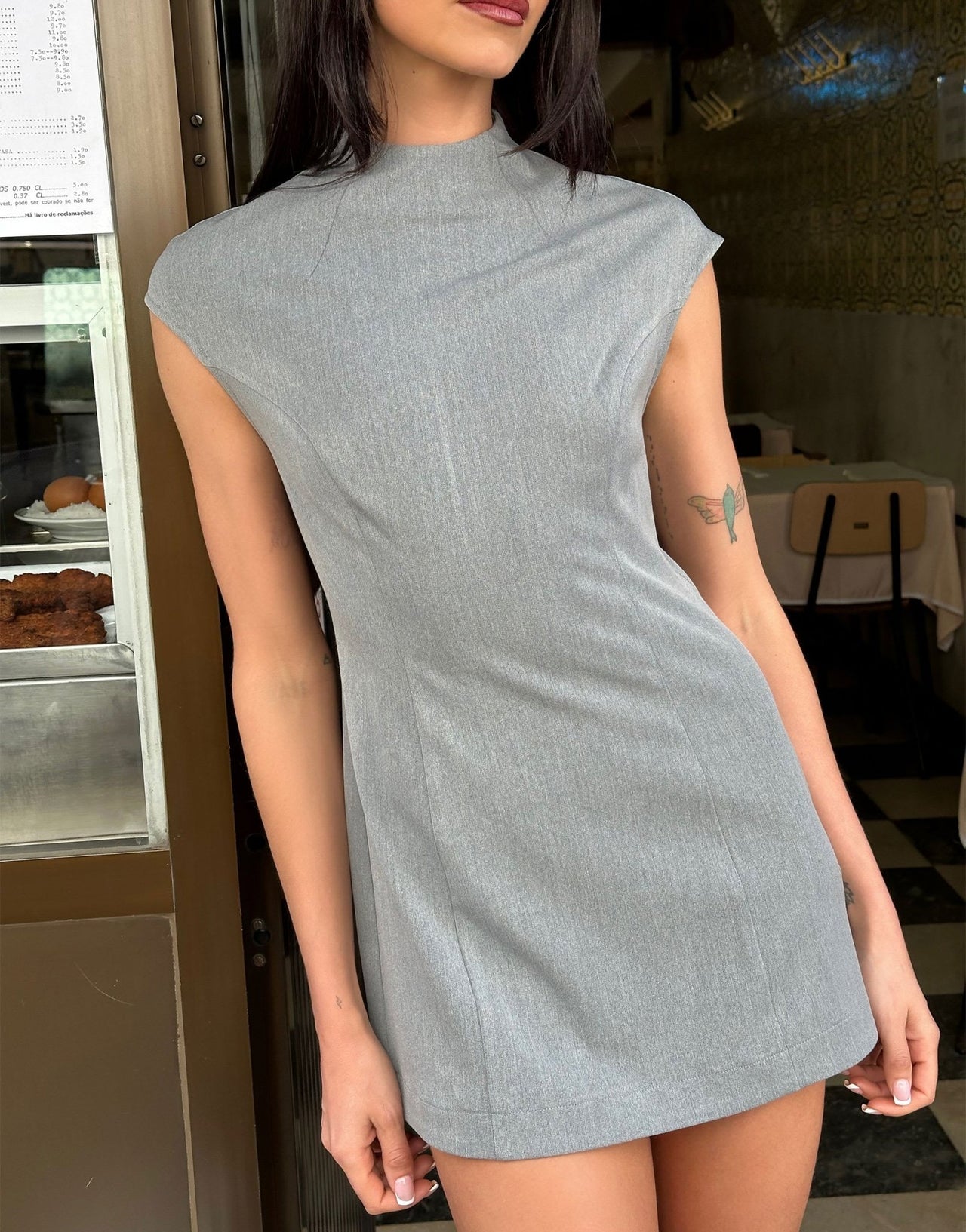 Labelrail x Barbara Ines fitted scuplted mini shift dress in grey - ASOS Sample Sale