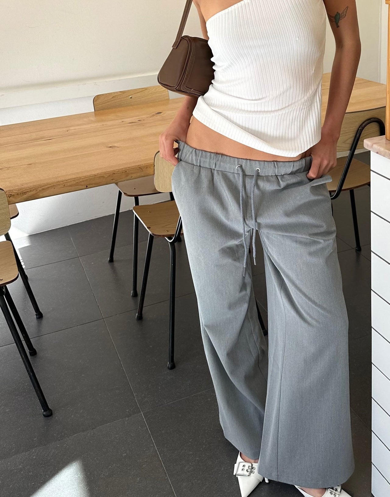 Labelrail x Barbara Ines low rise tailored trousers in light grey - ASOS Sample Sale