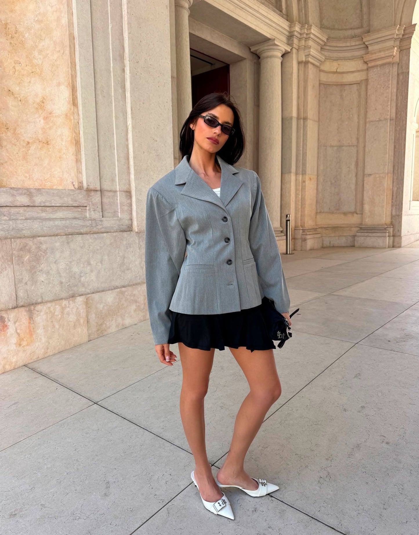 Labelrail x Barbara Ines scuplted tailored jacket in grey - ASOS Sample Sale