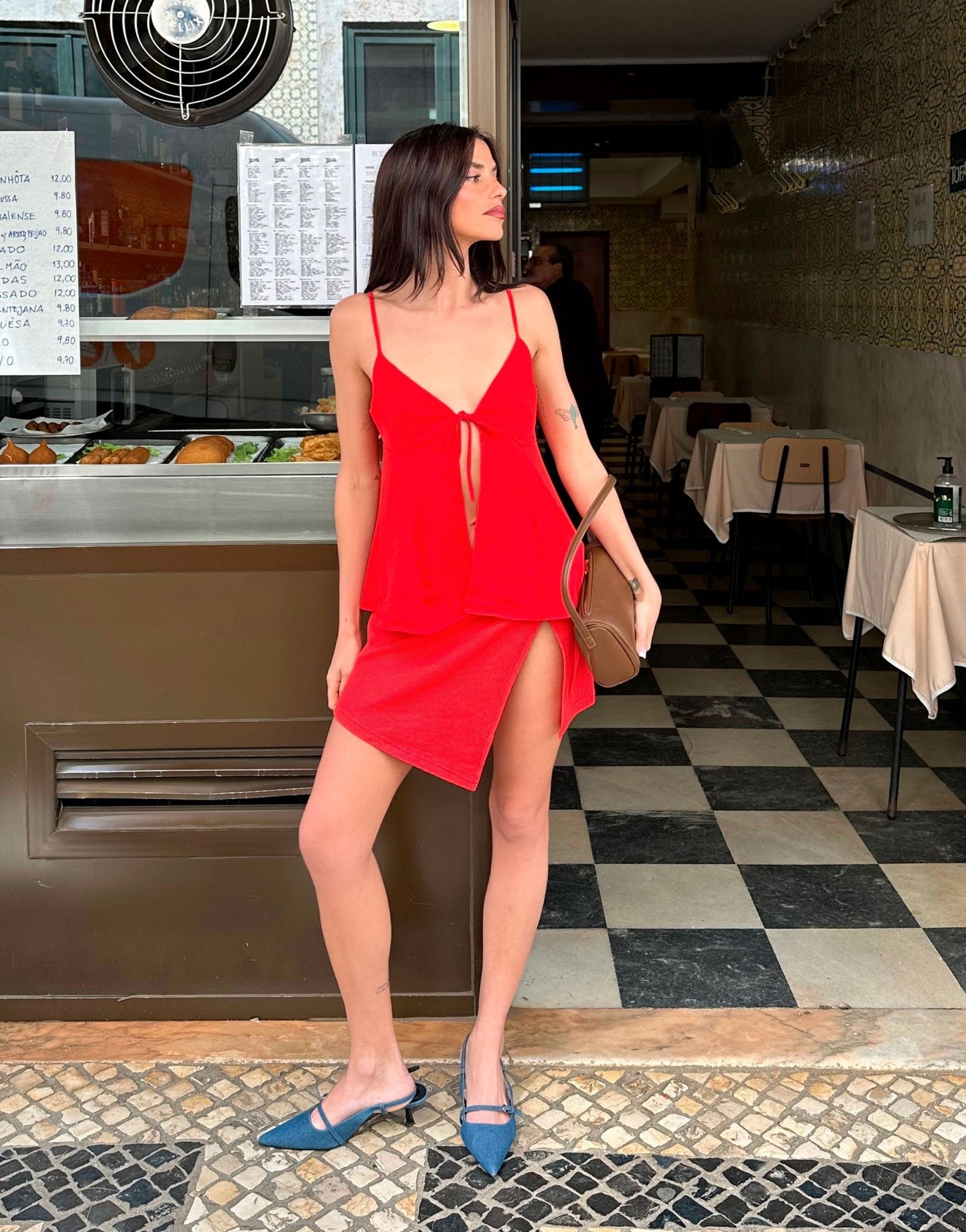 Labelrail x Barbara Ines waffle wrap mini skirt in bright red - ASOS Sample Sale