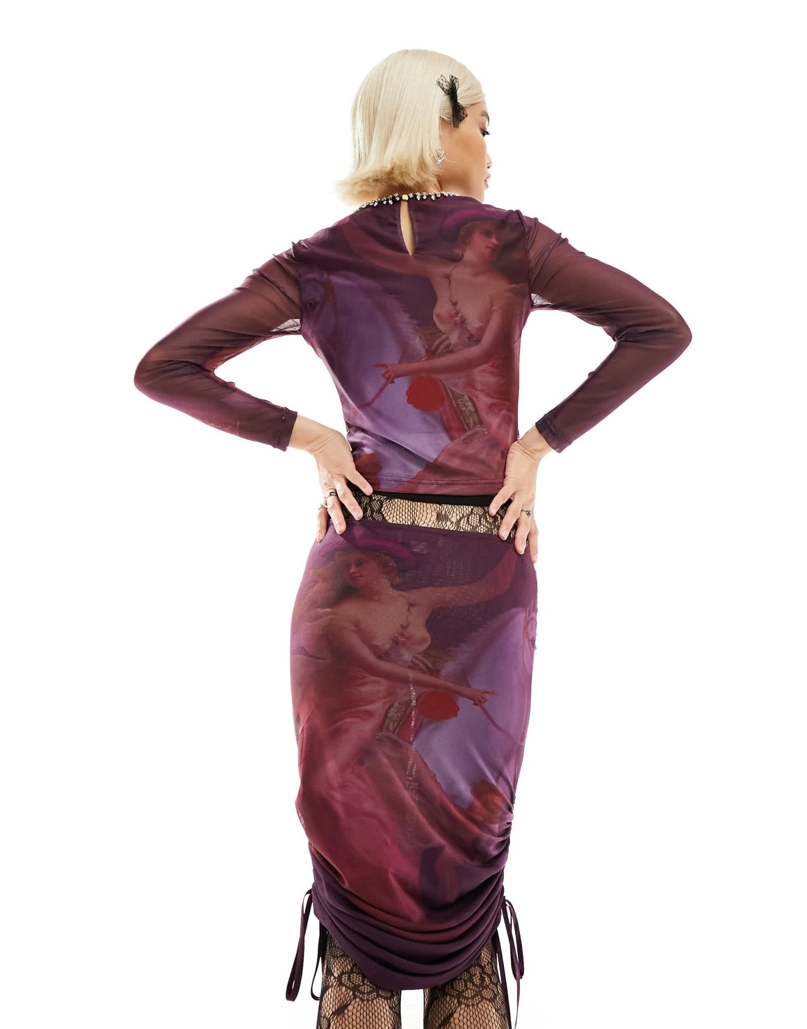 Labelrail x Dyspnea renaissance rodeo mesh multiway adjustable length dress and skirt in purple - ASOS Sample Sale