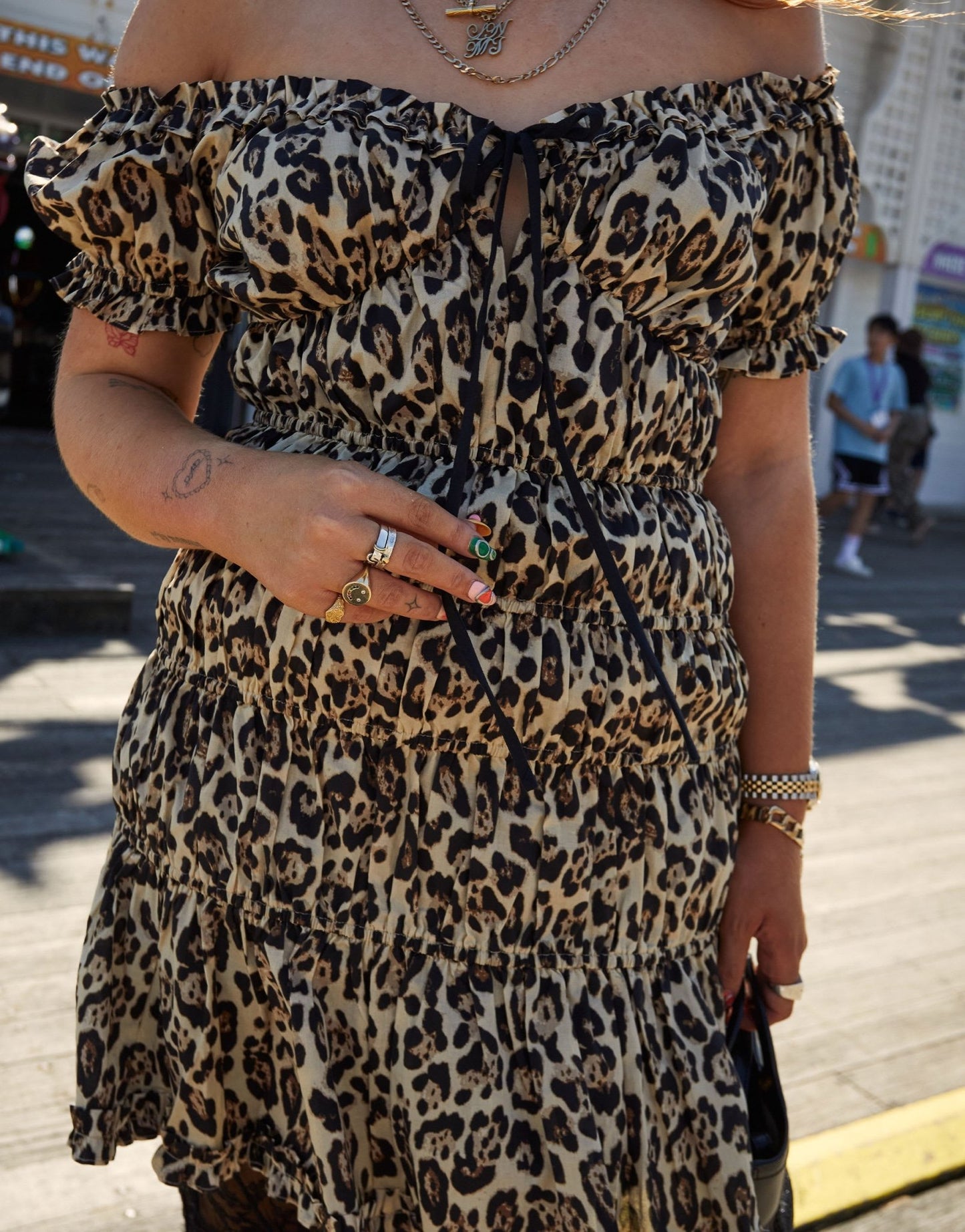 Labelrail x Laura Elizabeth Klein ruched mini dress in leopard - ASOS Sample Sale