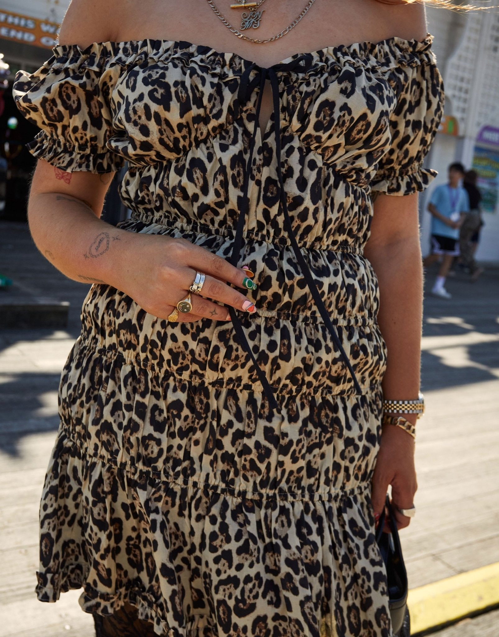 Labelrail x Laura Elizabeth Klein ruched mini dress in leopard - ASOS Sample Sale