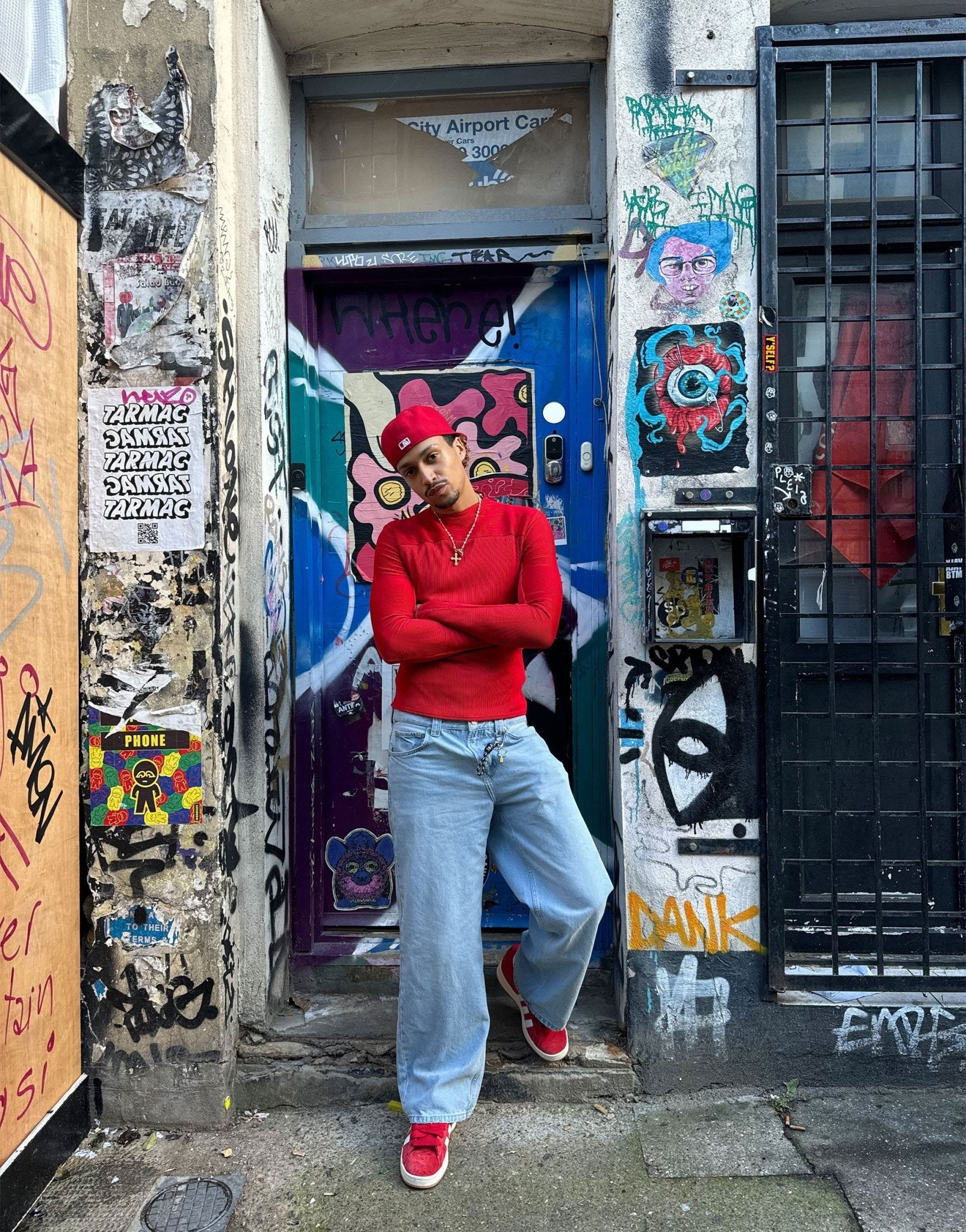 Labelrail x OliBrom fitted long sleeve ribbed top in red - ASOS Sample Sale