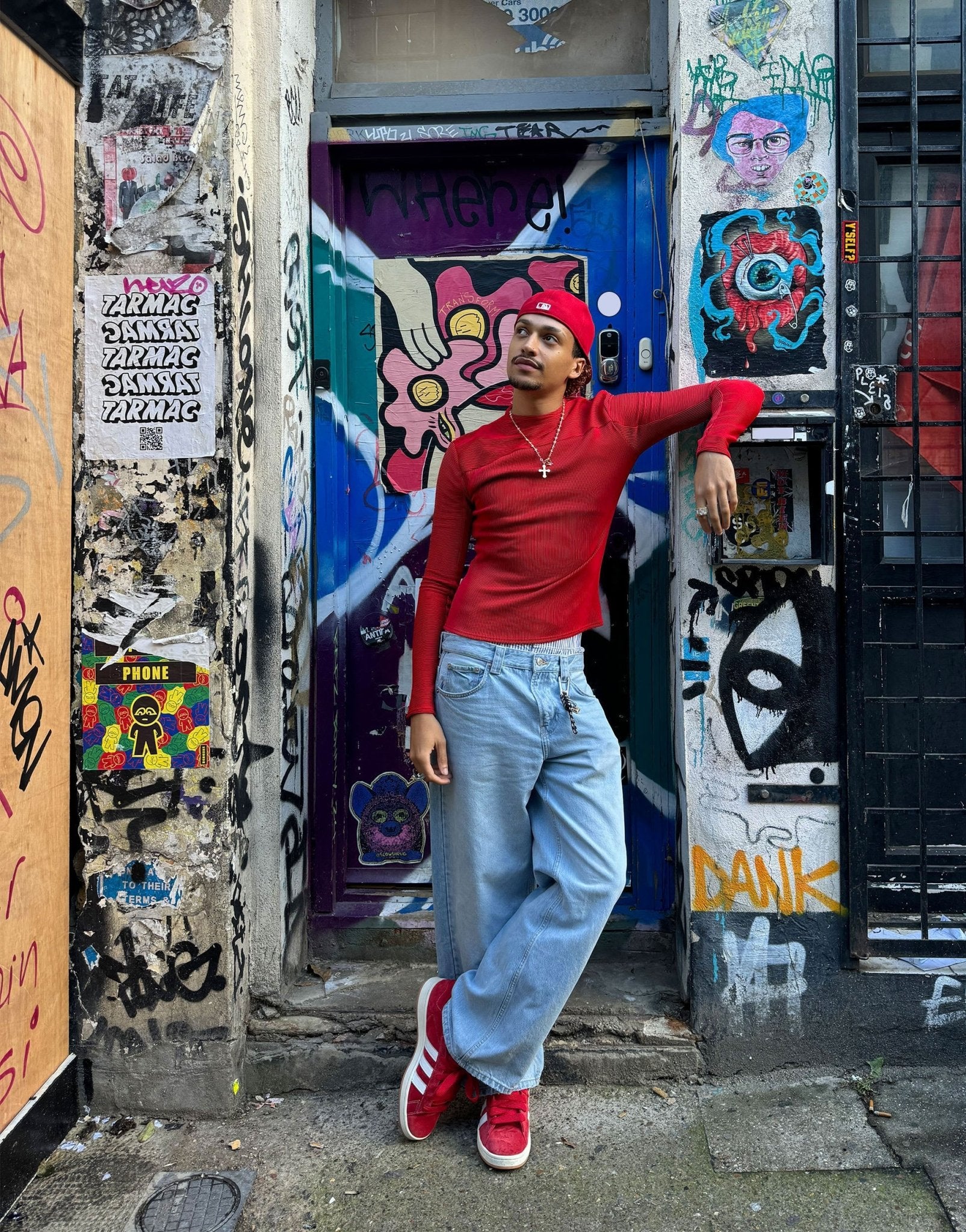 Labelrail x OliBrom fitted long sleeve ribbed top in red - ASOS Sample Sale