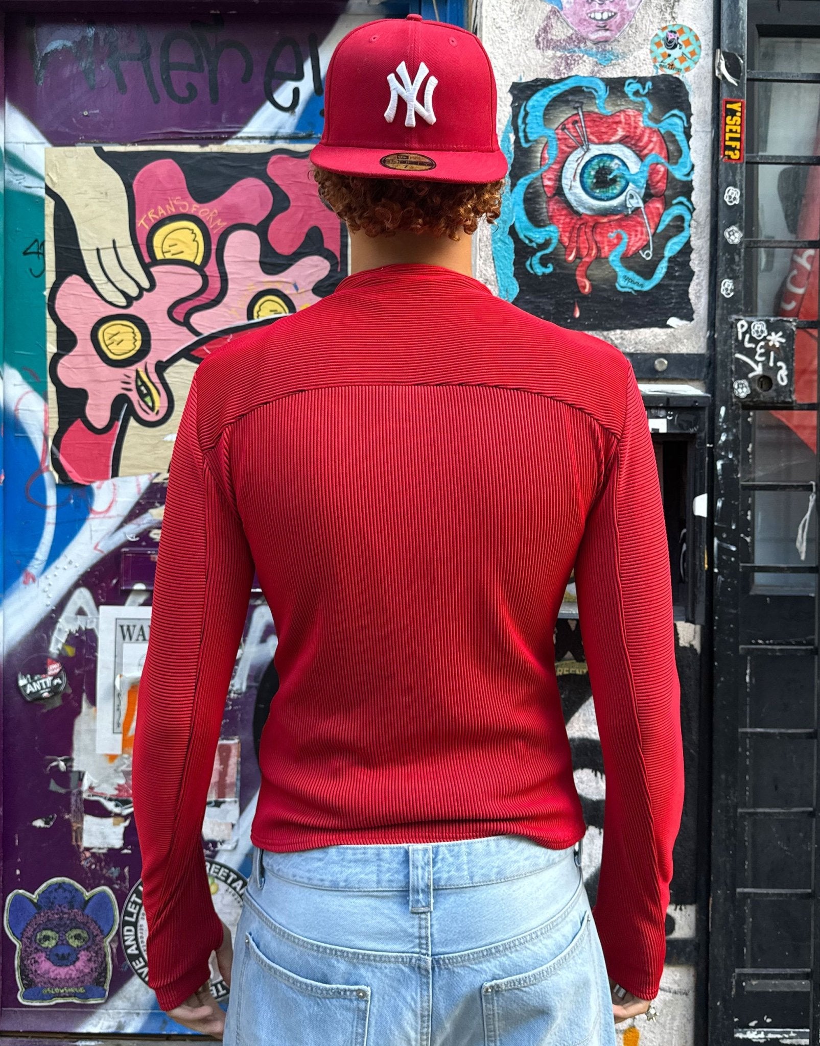 Labelrail x OliBrom fitted long sleeve ribbed top in red - ASOS Sample Sale