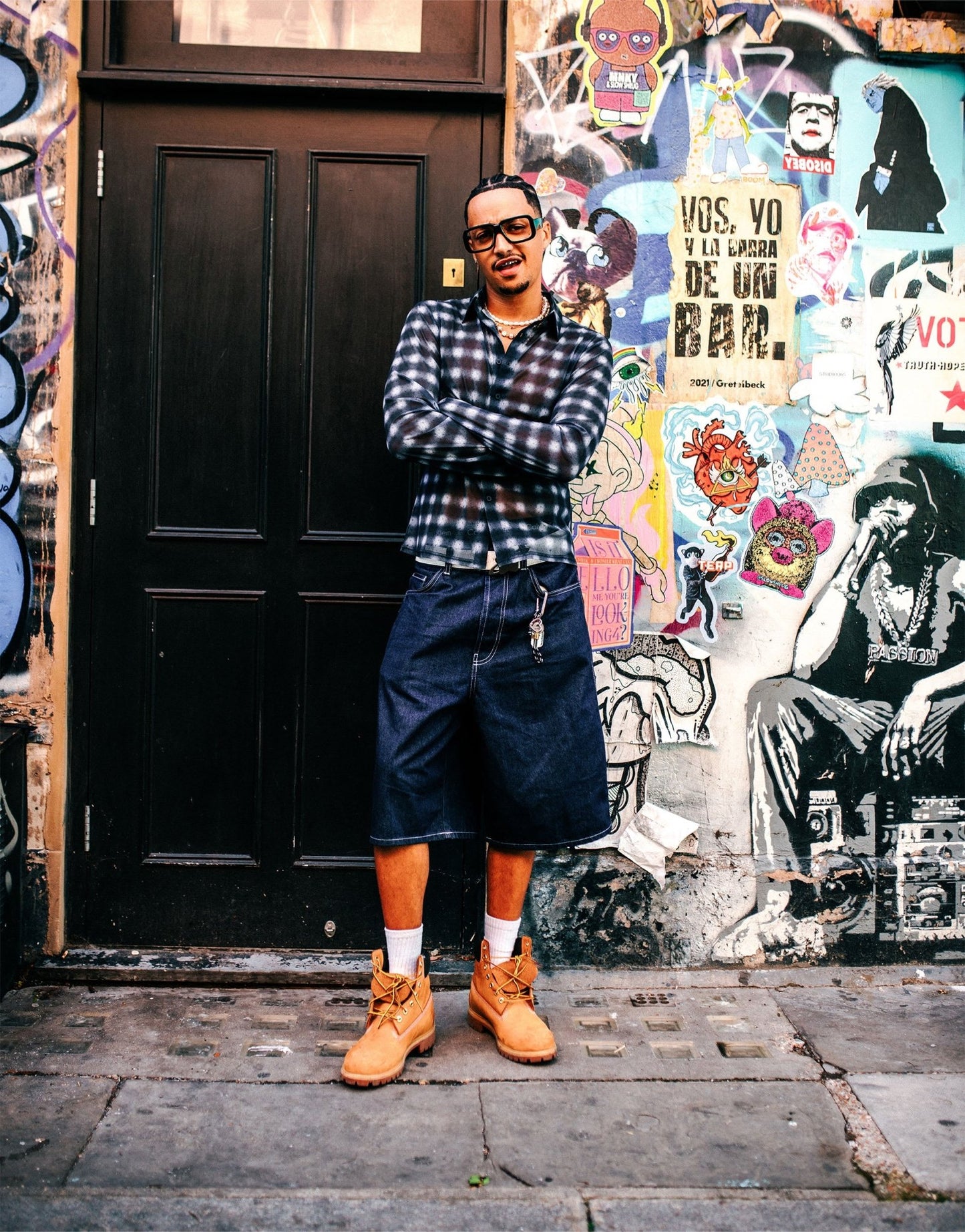 Labelrail x OliBrom fitted shirt in sheer grey white check - ASOS Sample Sale