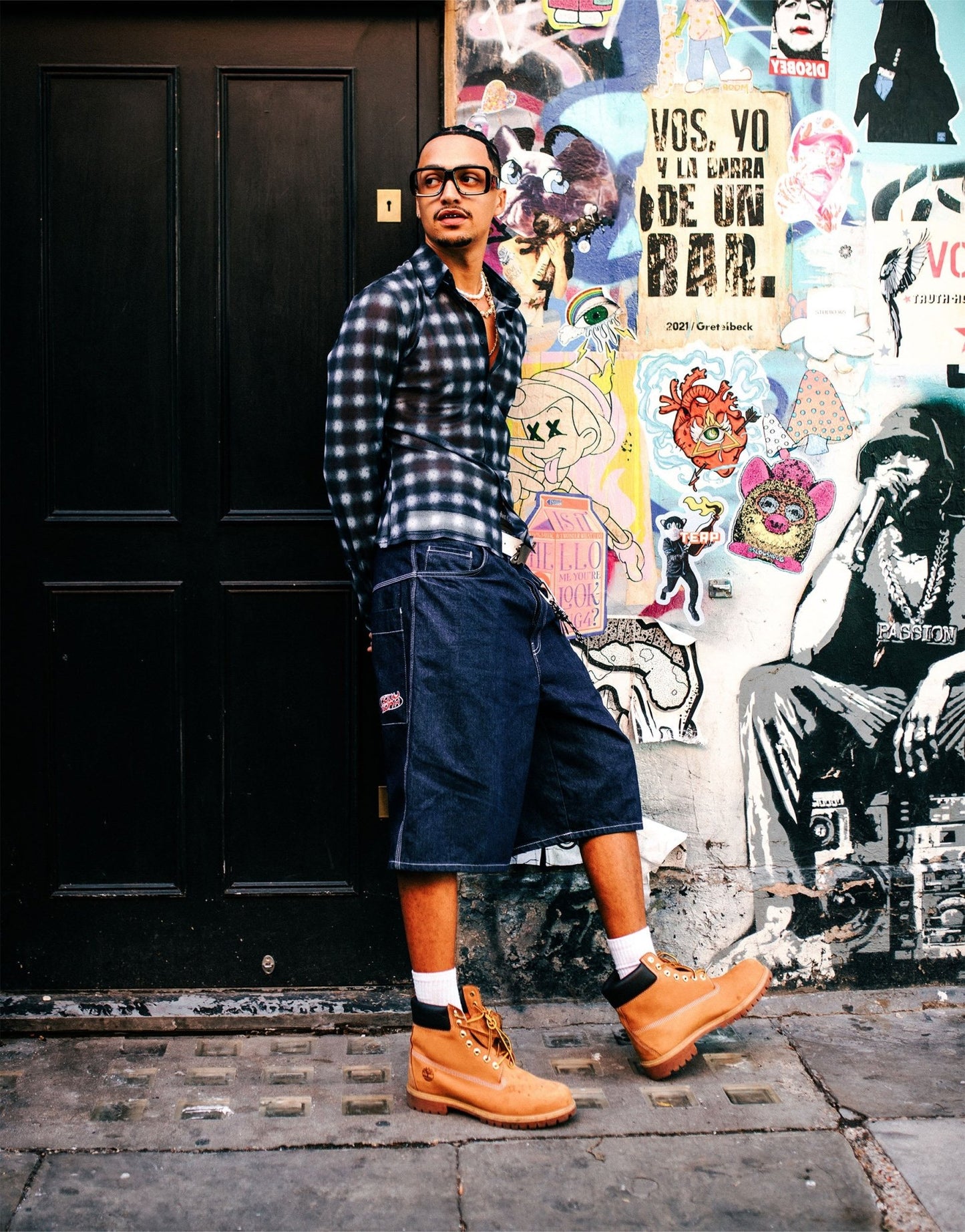 Labelrail x OliBrom fitted shirt in sheer grey white check - ASOS Sample Sale