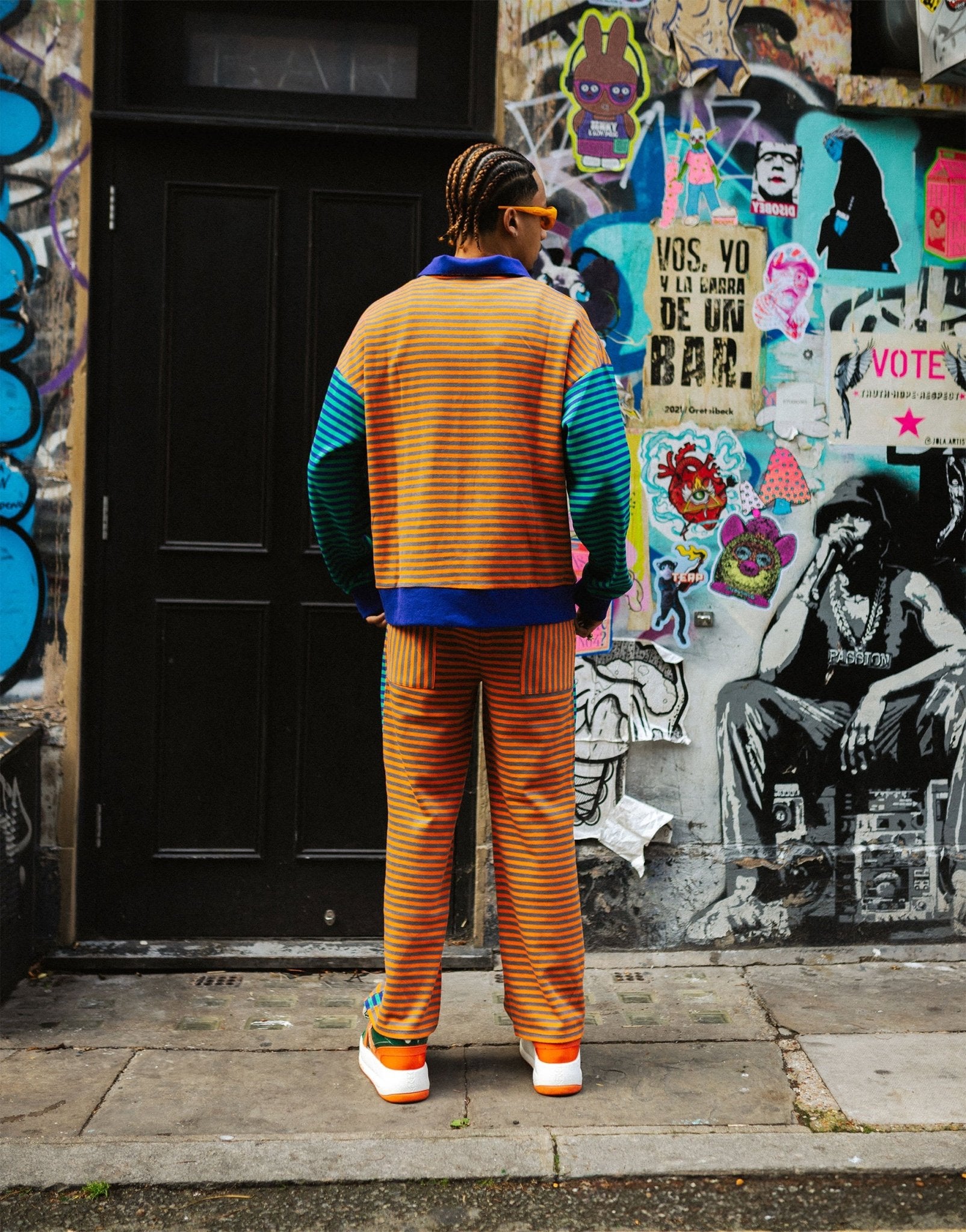 Labelrail x OliBrom straight leg joggers in orange and green constrast stripe co - ord - ASOS Sample Sale