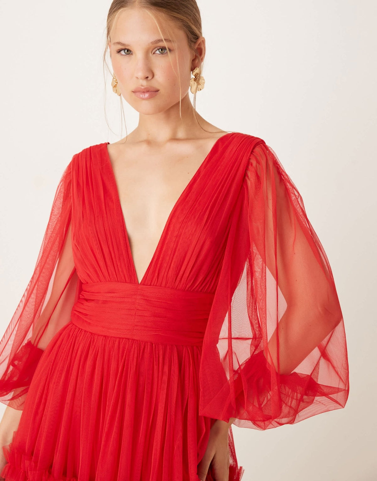 Lace & Beads boho ruffle maxi dress in red - ASOS Sample Sale