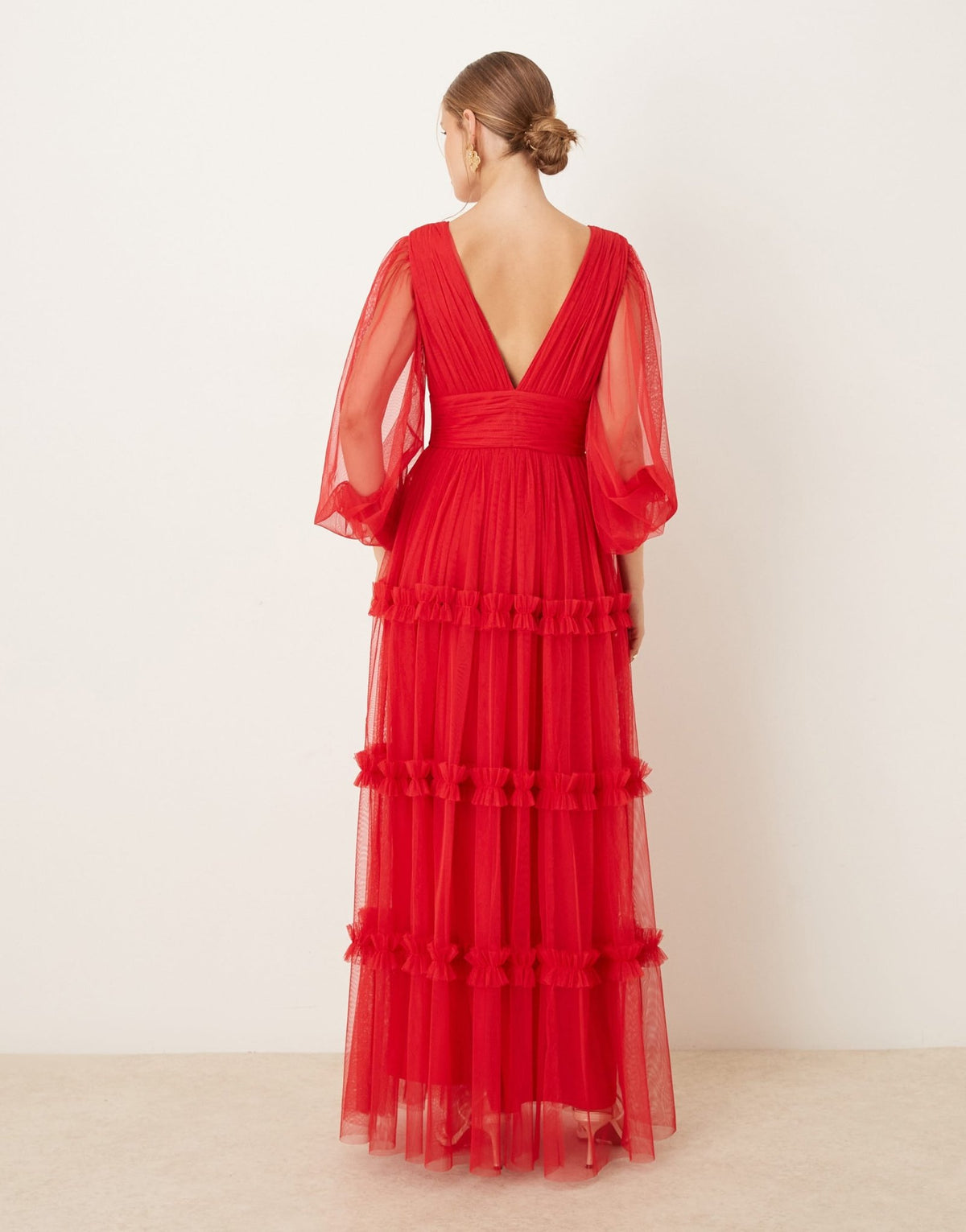 Lace & Beads boho ruffle maxi dress in red - ASOS Sample Sale