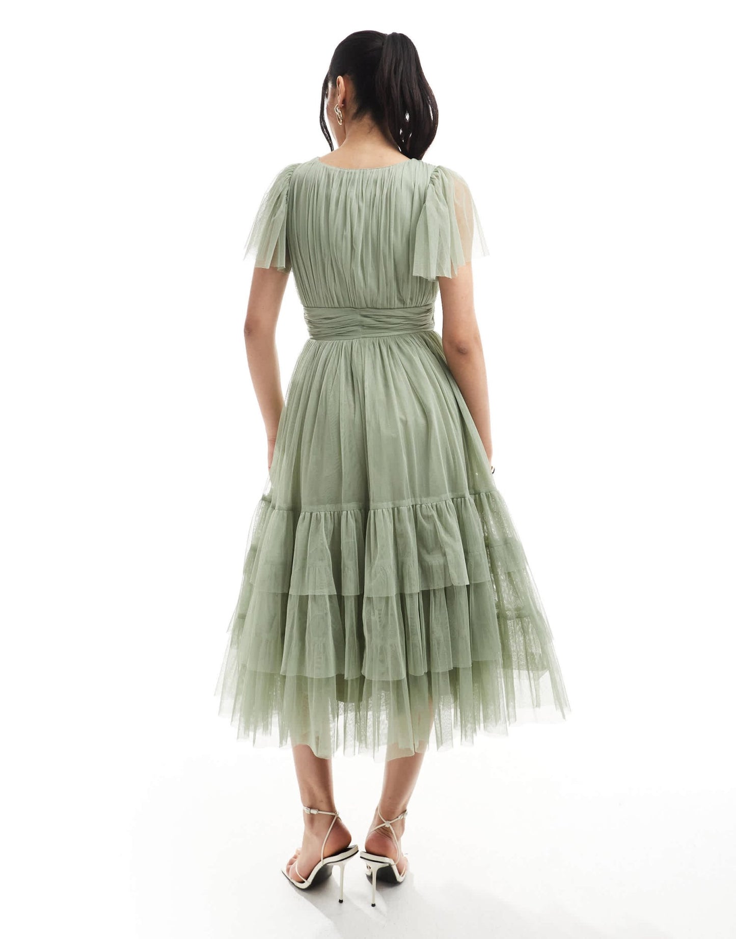 Lace & Beads Bridesmaid Madison midi dress in dusty sage - ASOS Sample Sale