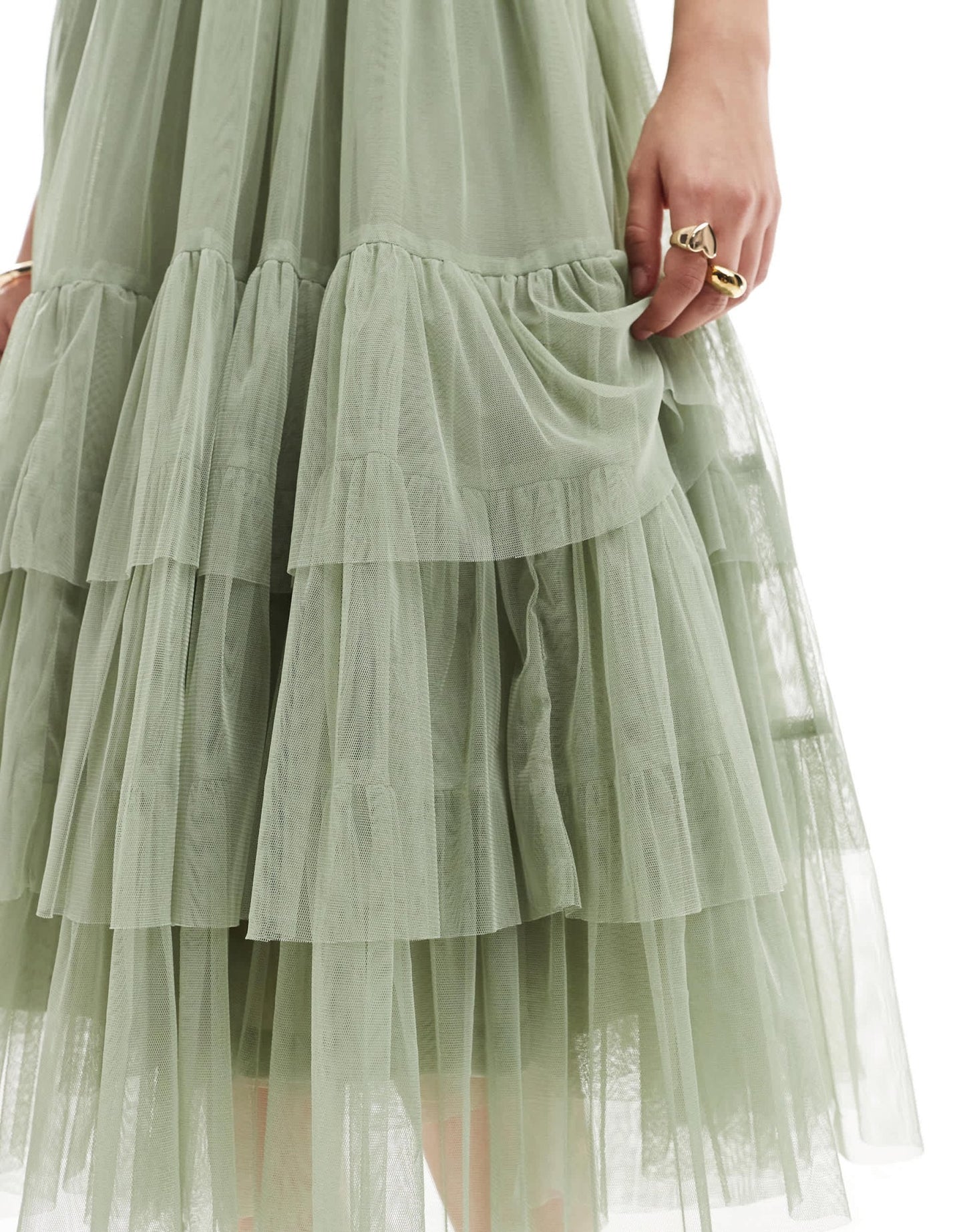 Lace & Beads Bridesmaid Madison midi dress in dusty sage - ASOS Sample Sale