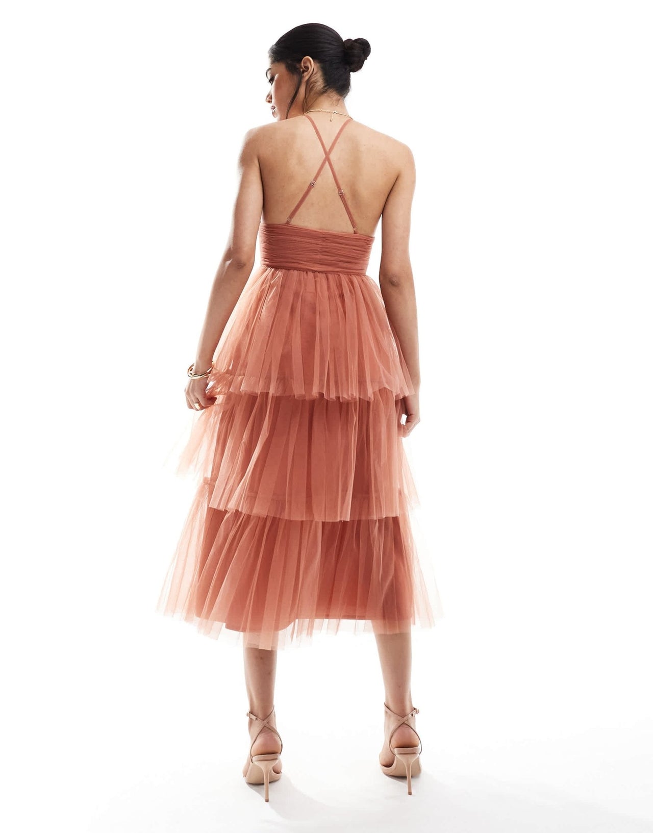 Lace & Beads Bridesmaid Odette midaxi dress in terracotta - ASOS Sample Sale