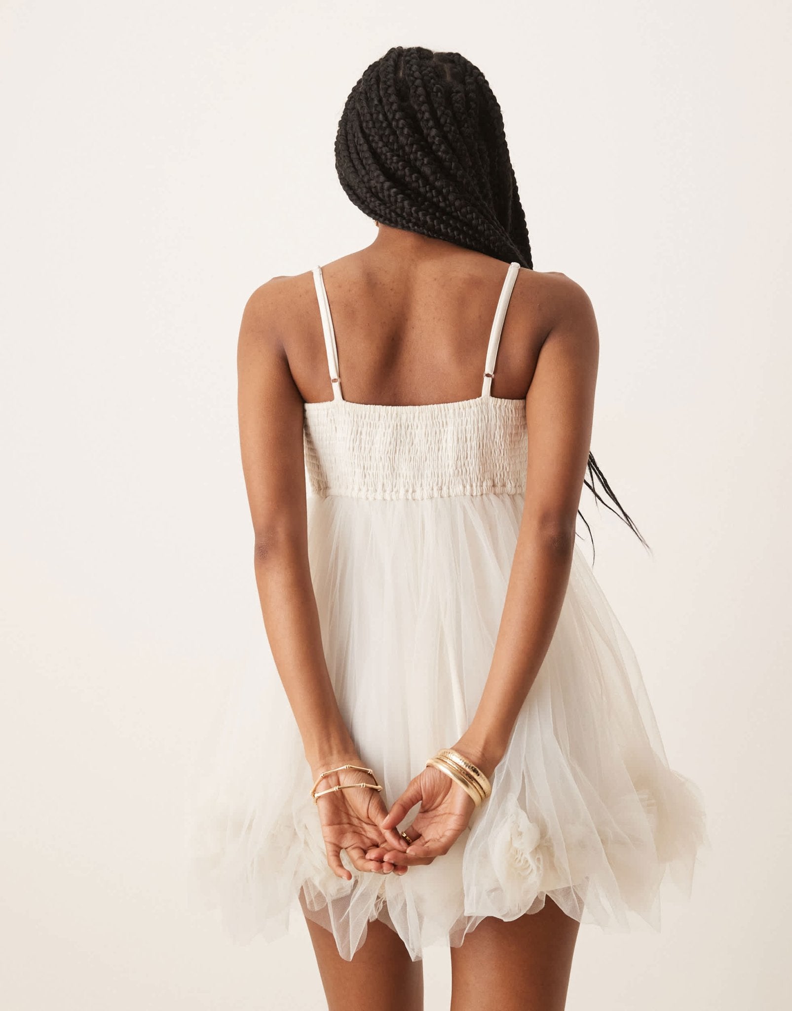 Lace & Beads bubble hem babydoll mini dress in ivory - ASOS Sample Sale
