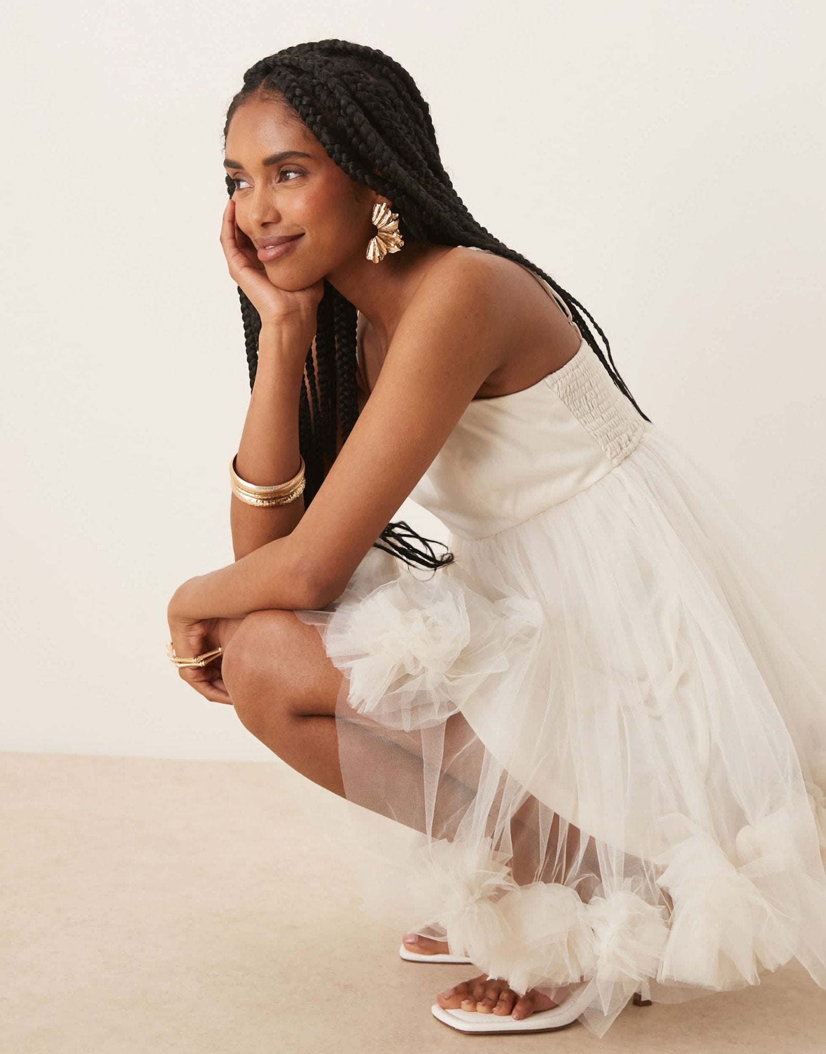 Lace & Beads bubble hem babydoll mini dress in ivory - ASOS Sample Sale