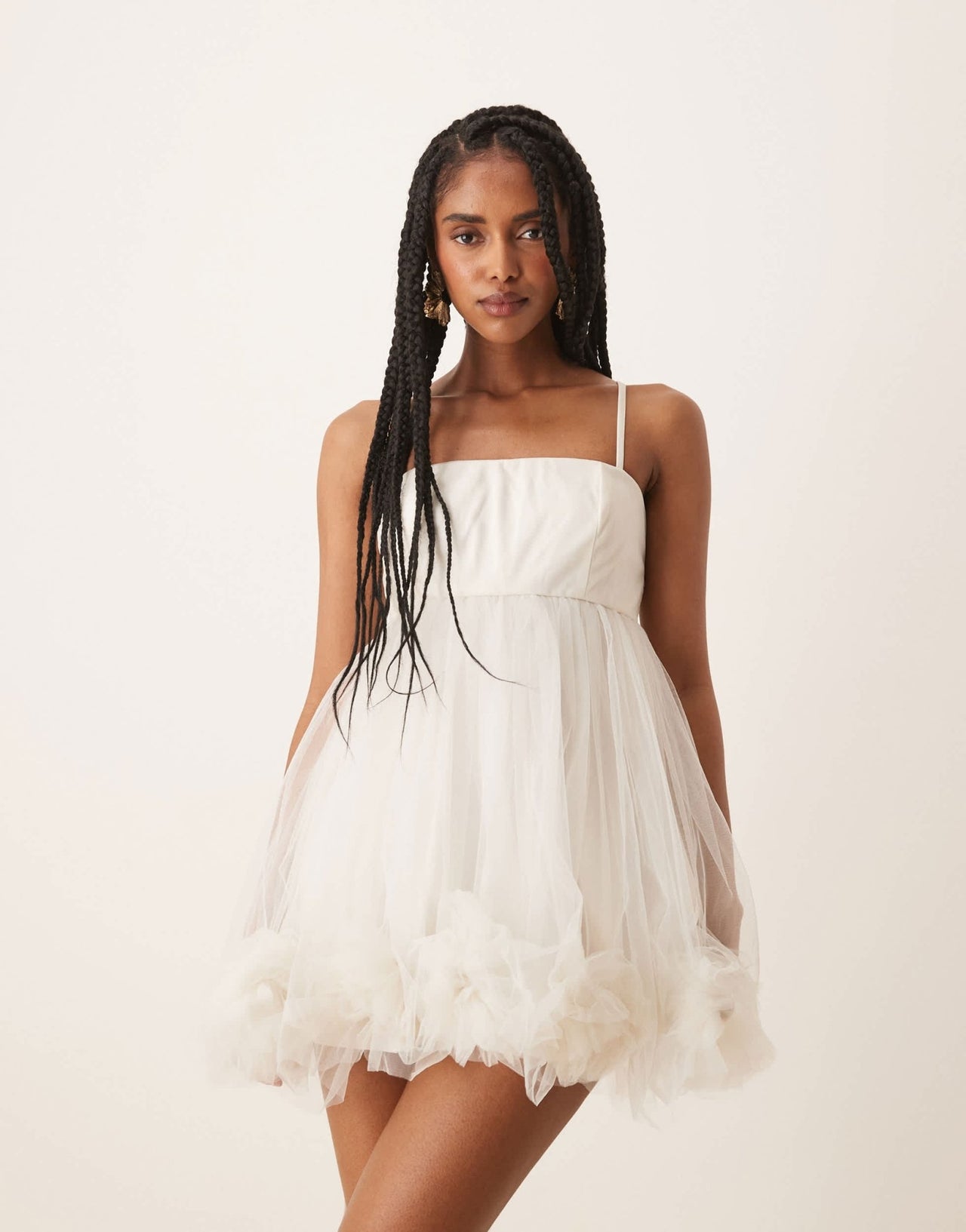 Lace & Beads bubble hem babydoll mini dress in ivory - ASOS Sample Sale