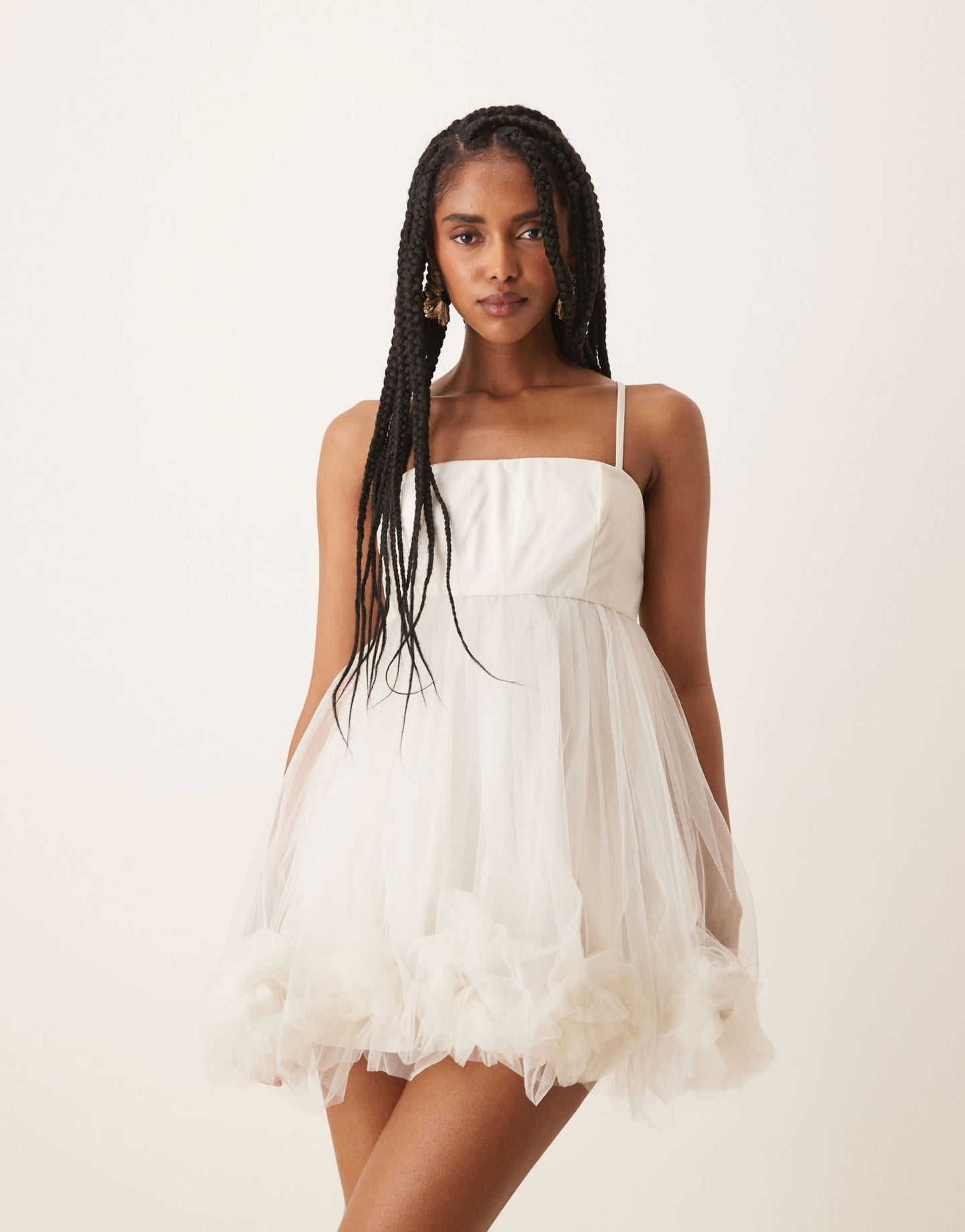 Lace & Beads bubble hem babydoll mini dress in ivory - ASOS Sample Sale