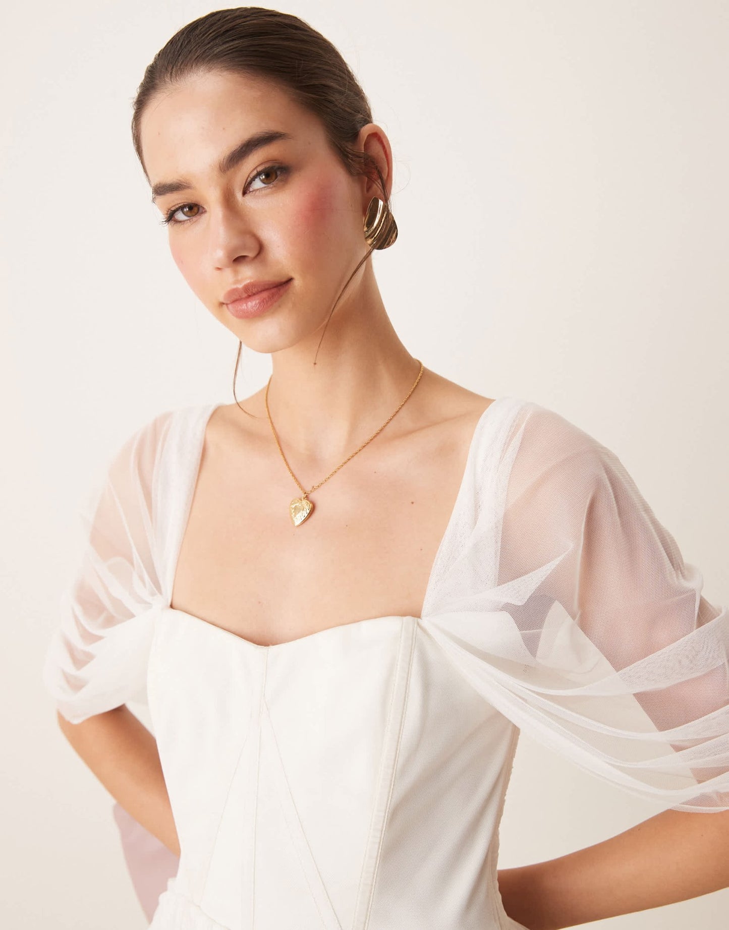 Lace & Beads off shoulder corset tulle mini dress in ivory - ASOS Sample Sale